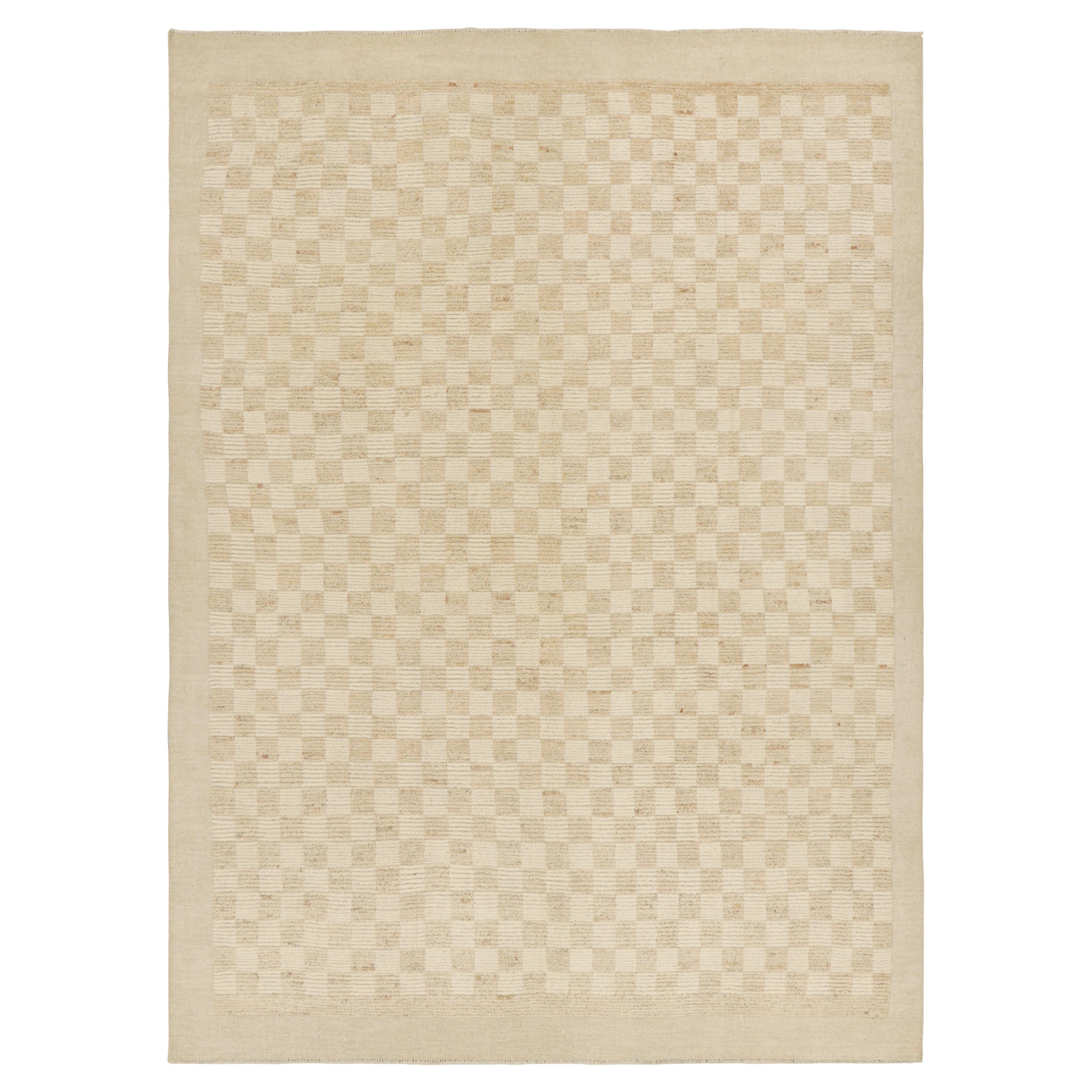 Rug & Kilim’s Contemporary Rug in Beige and Cream White Geometric Pattern
