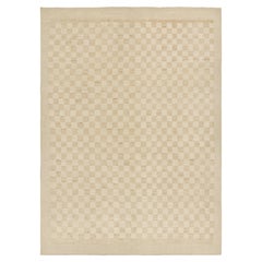 Rug & Kilim’s Contemporary Rug in Beige and Cream White Geometric Pattern
