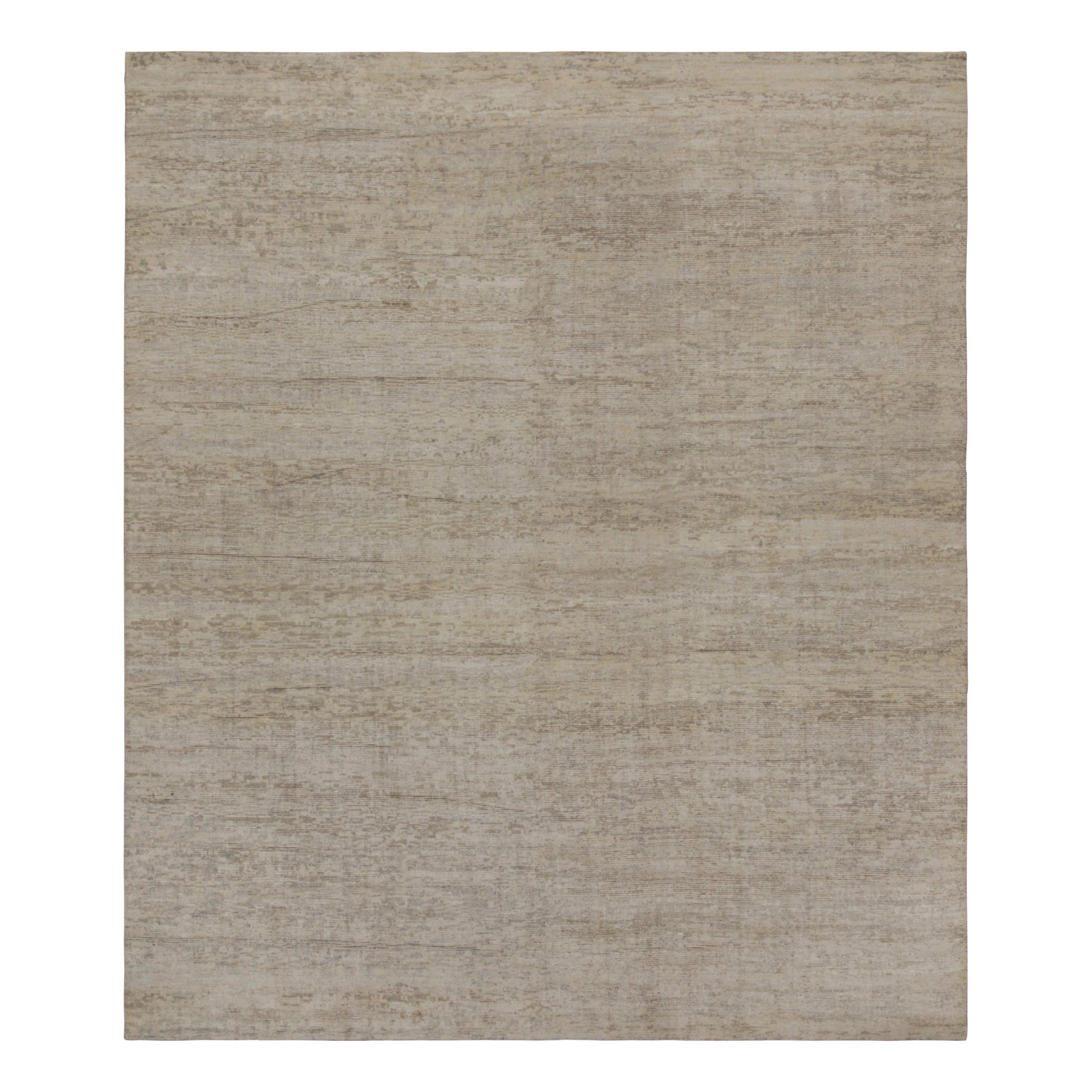 Rug & Kilim's Contemporary-Teppich in Beige und Grau Ton-in-Ton-Streifen