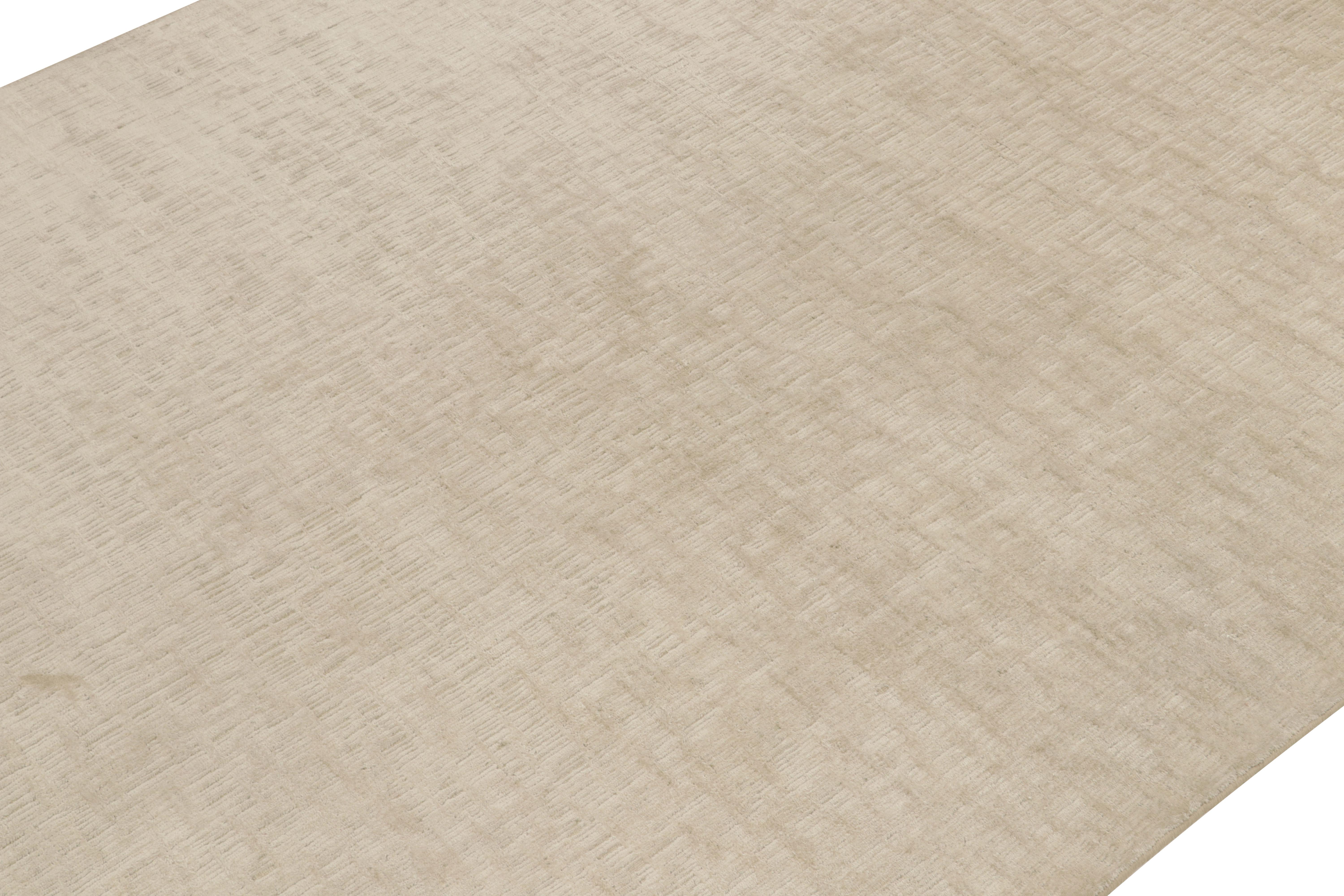 Indian Rug & Kilim’s Contemporary Rug in Beige and Off-White, Reversible For Sale