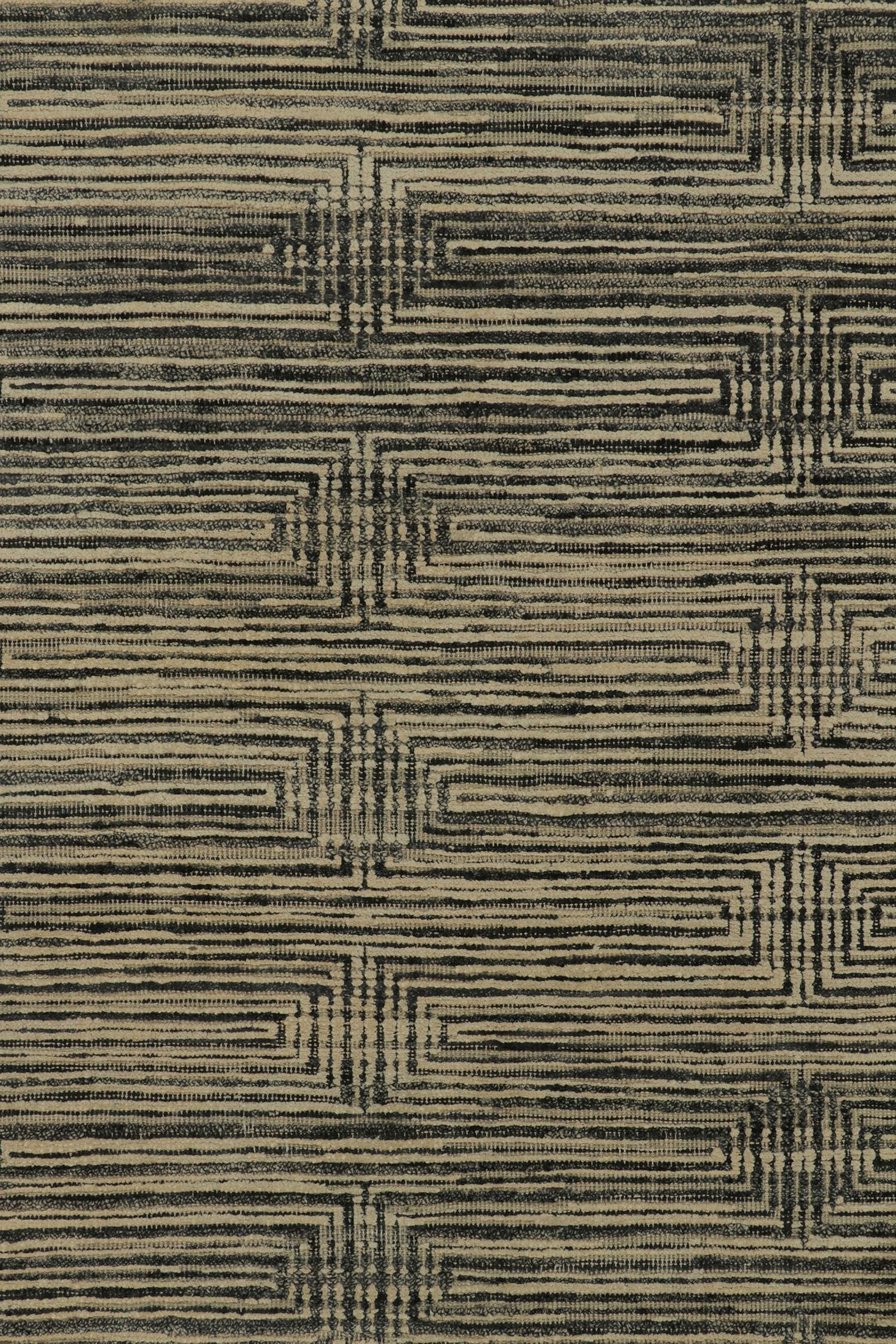 XXI secolo e contemporaneo Rug & Kilim è un tappeto contemporaneo a strisce beige, blu e blu, con motivo geometrico. in vendita