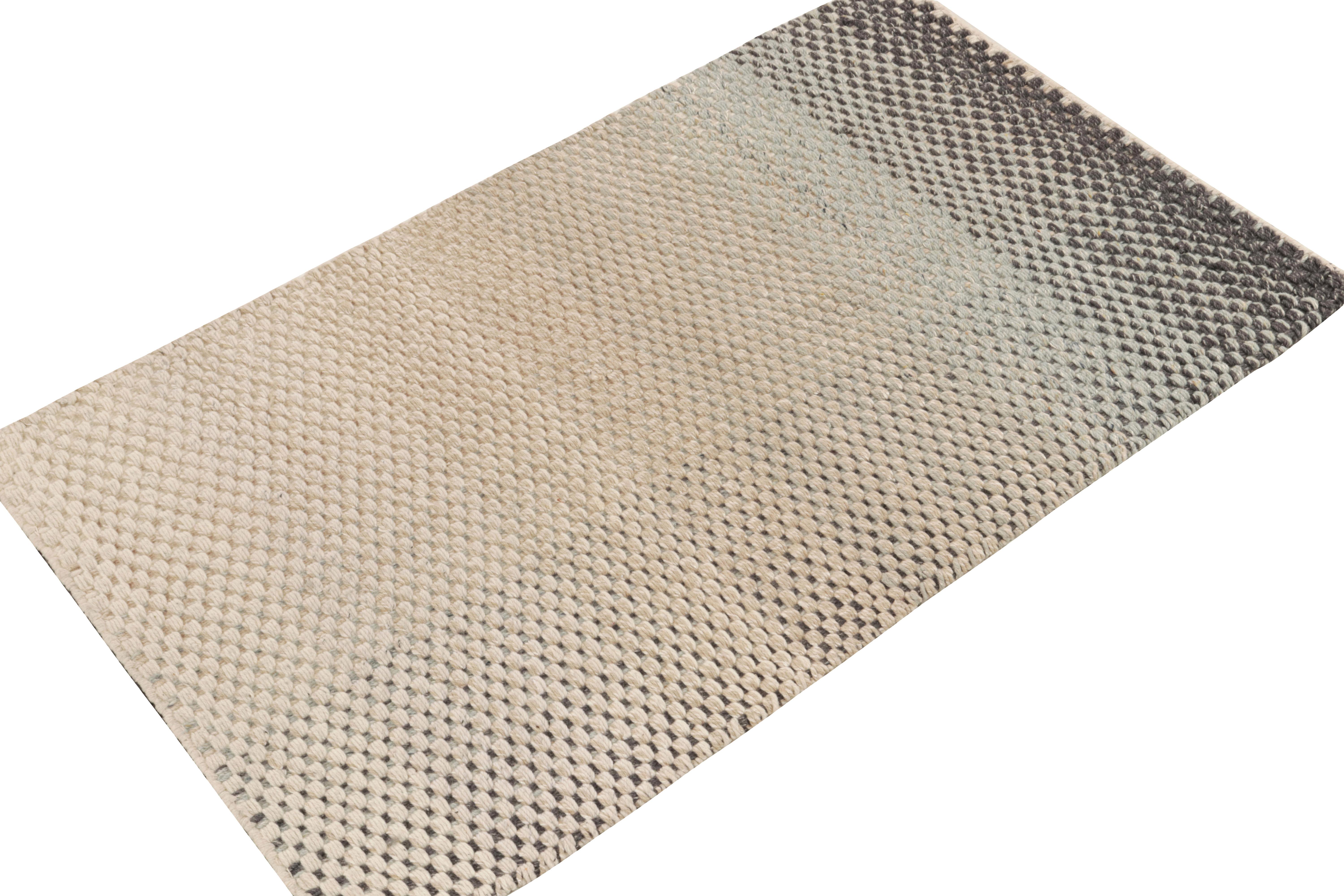 Modern Rug & Kilim's Contemporary Rug in Beige, Blue & Black Gradience For Sale