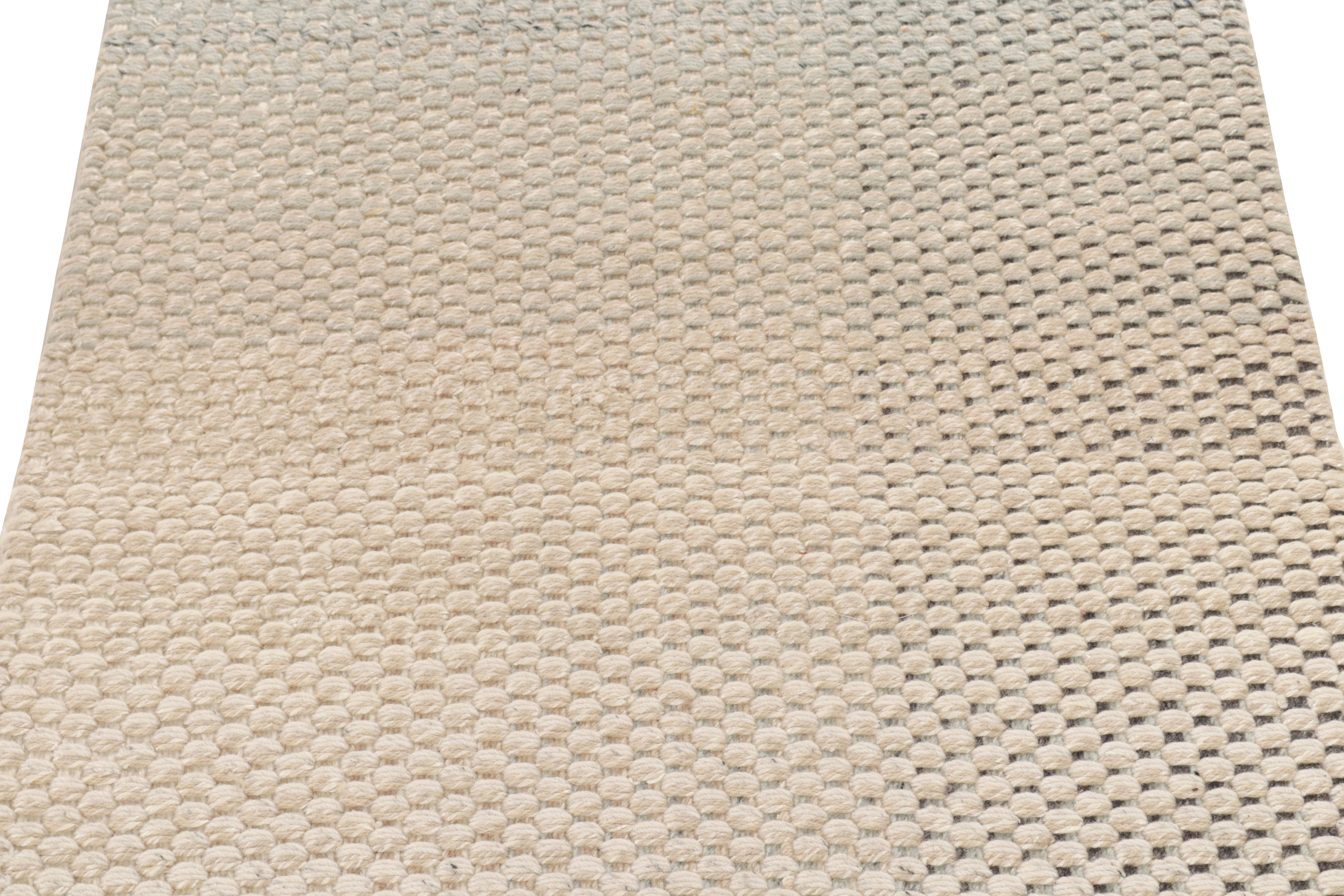 Indian Rug & Kilim's Contemporary Rug in Beige, Blue & Black Gradience For Sale