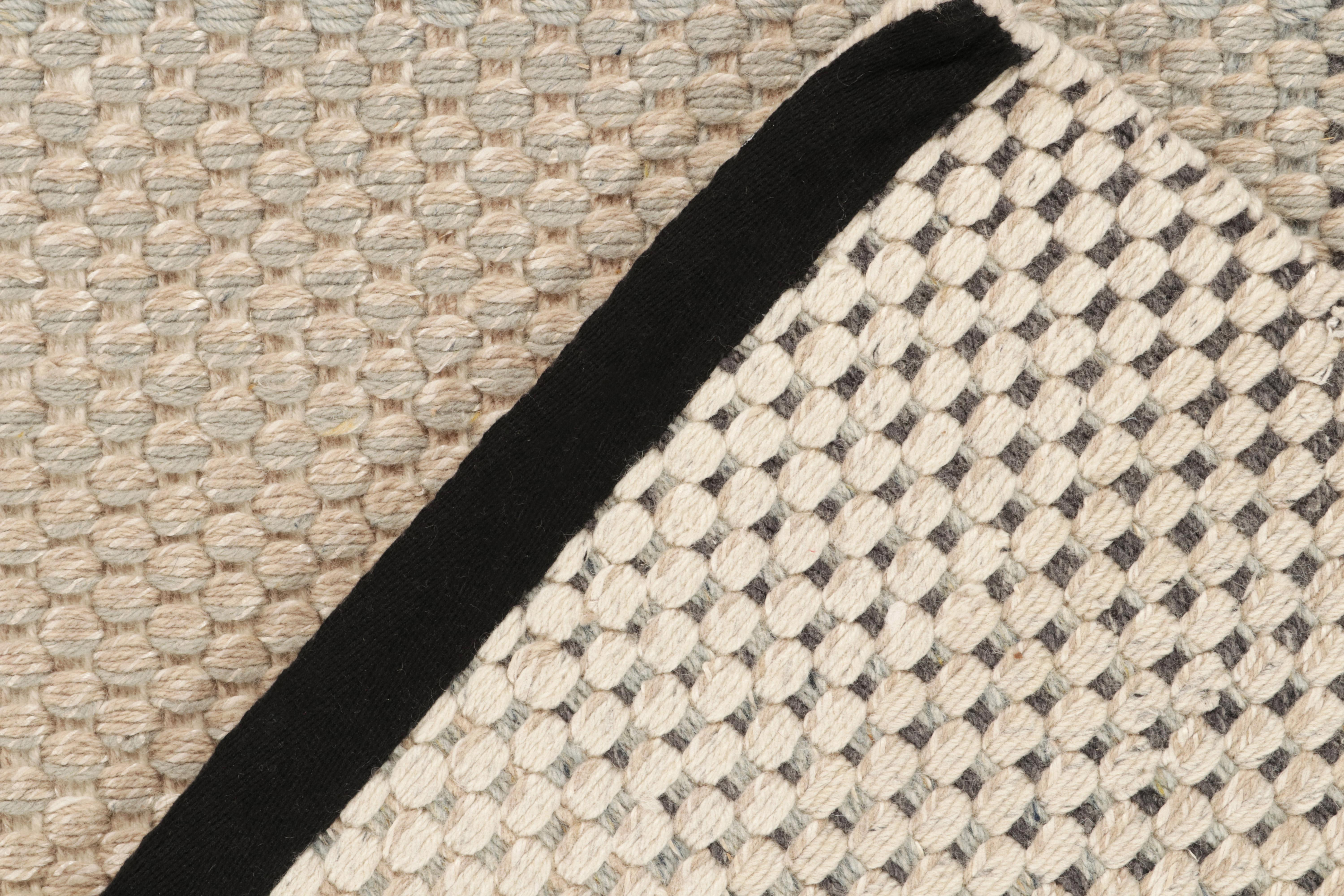 Wool Rug & Kilim's Contemporary Rug in Beige, Blue & Black Gradience For Sale