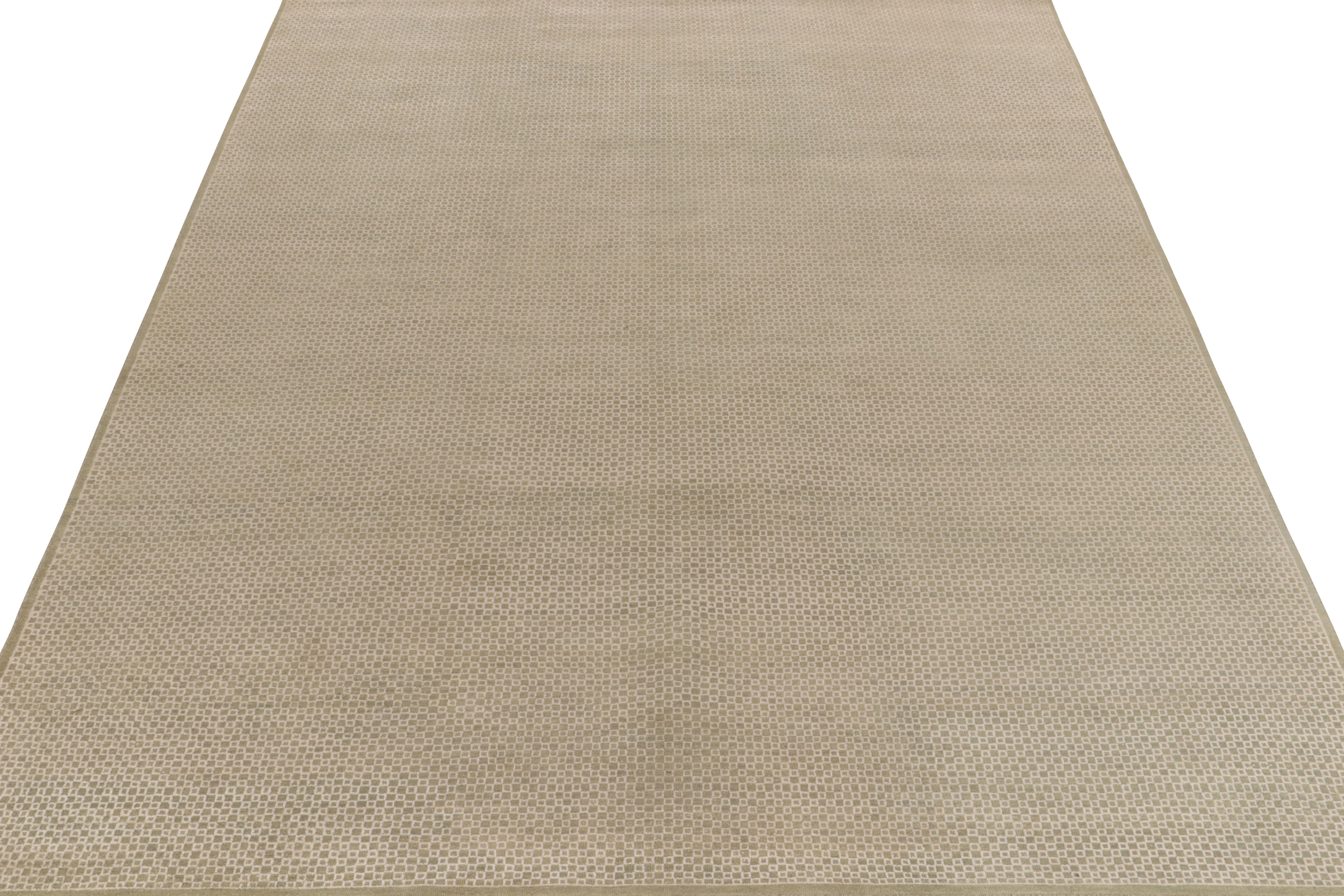 Modern Rug & Kilim’s Contemporary Rug in Beige-Brown and Green Geometric Pattern For Sale