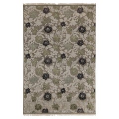 Teppich &amp;amp; Kilims Zeitgenössischer Teppich mit beige-braunen, schwarzen und grünen Blumenmustern