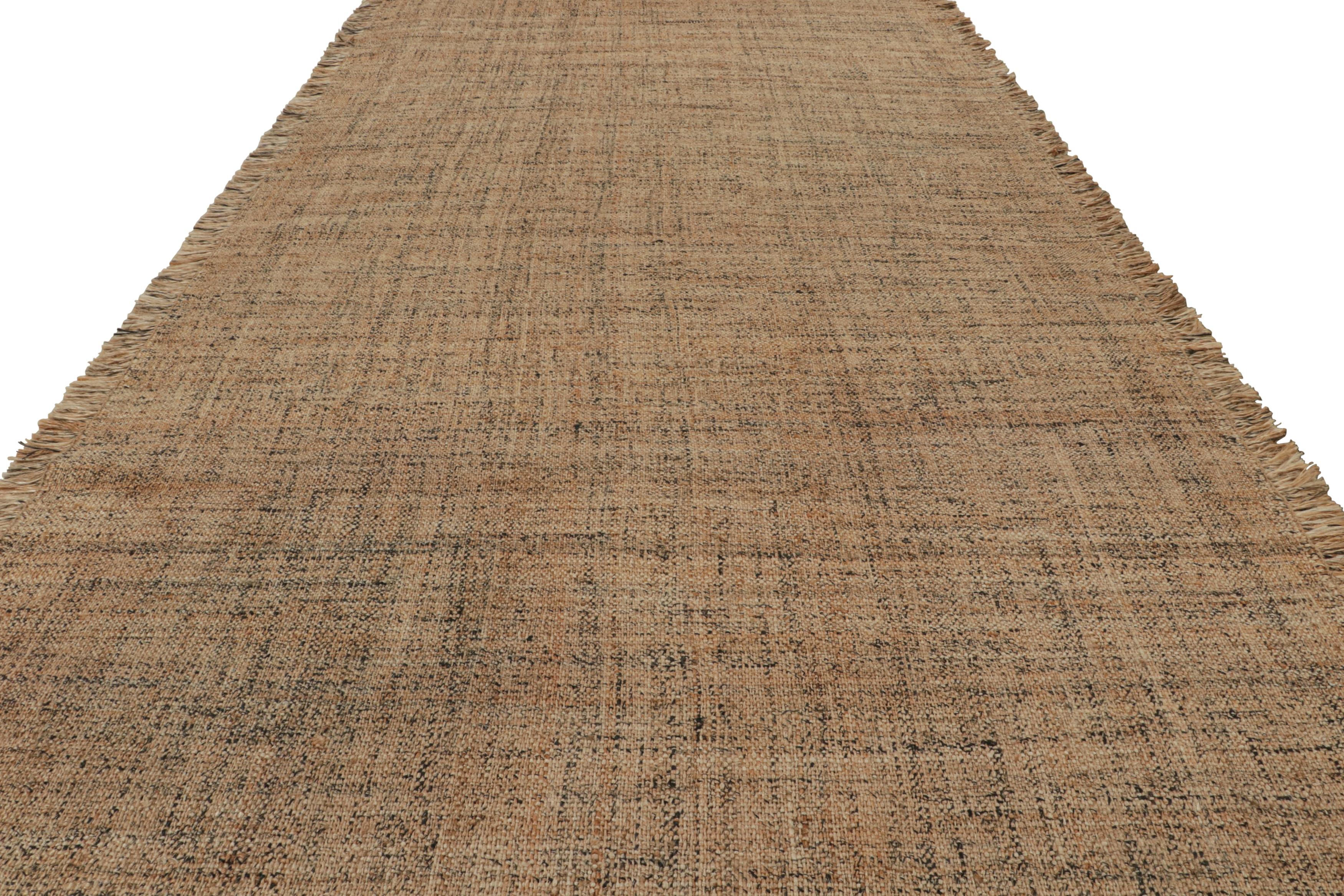Modern Rug & Kilim’s Contemporary Rug in Beige-Brown Striae and Gold and Black Accents For Sale