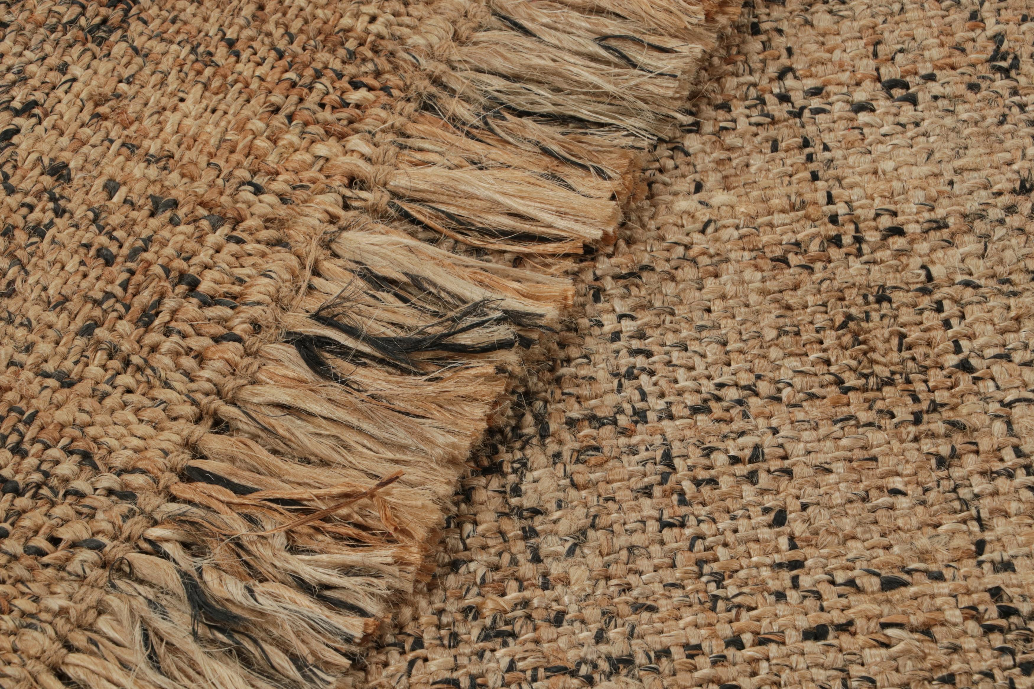Wool Rug & Kilim’s Contemporary Rug in Beige-Brown Striae and Gold and Black Accents For Sale