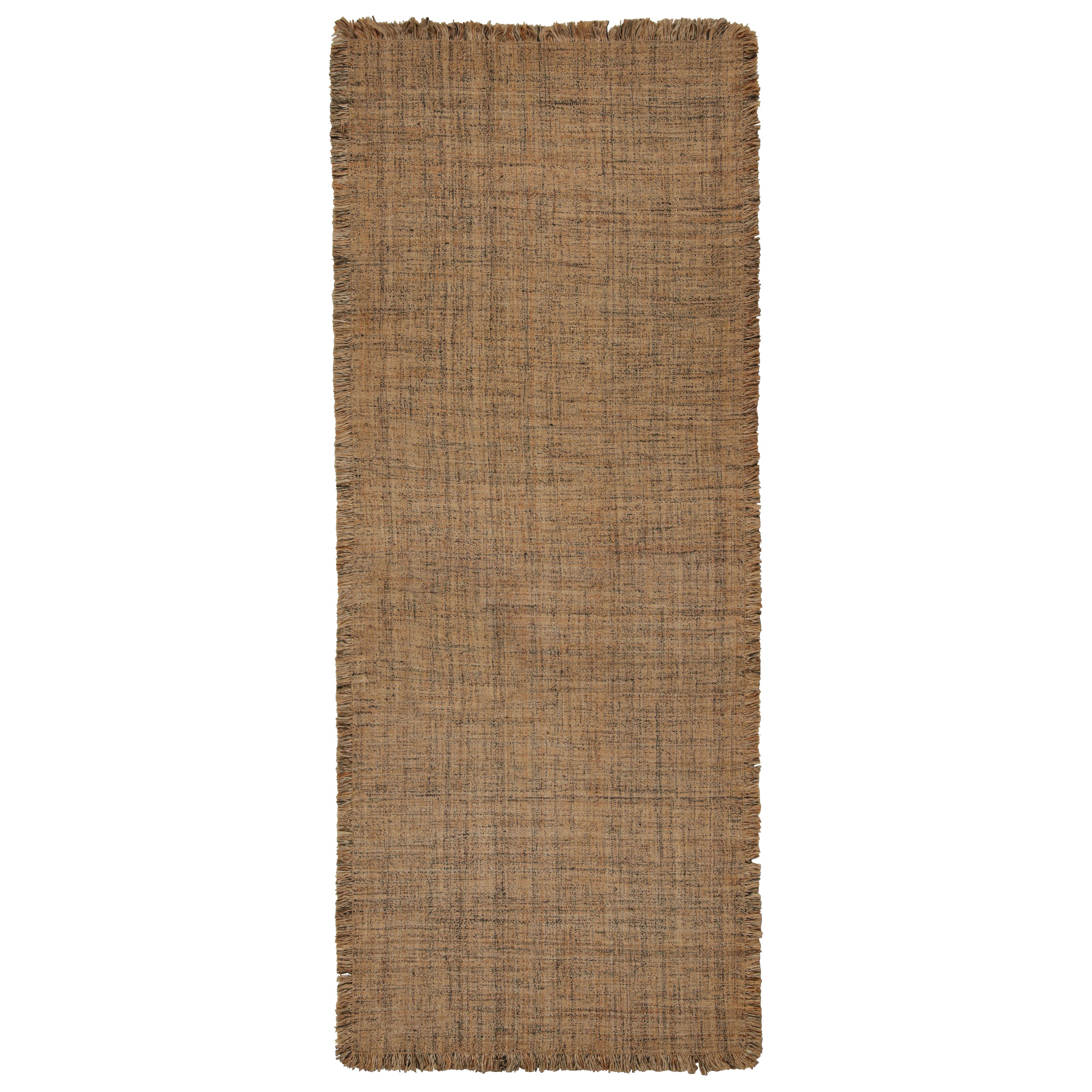 Rug & Kilim è un tappeto contemporaneo con striature beige-marroni e accenti oro e neri.