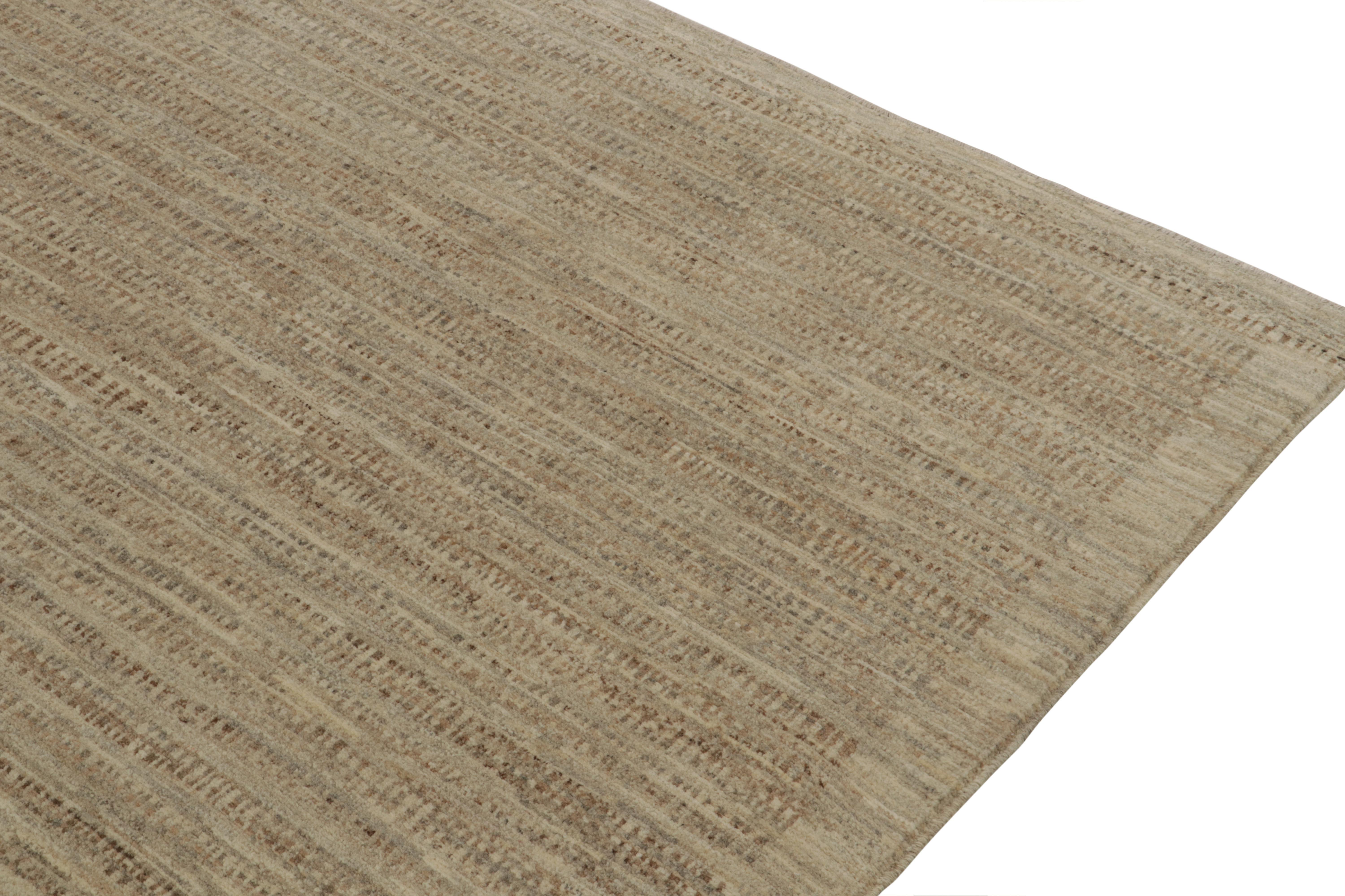 Annodato a mano Rug & Kilim - Tappeto contemporaneo con striature beige-marroni in vendita