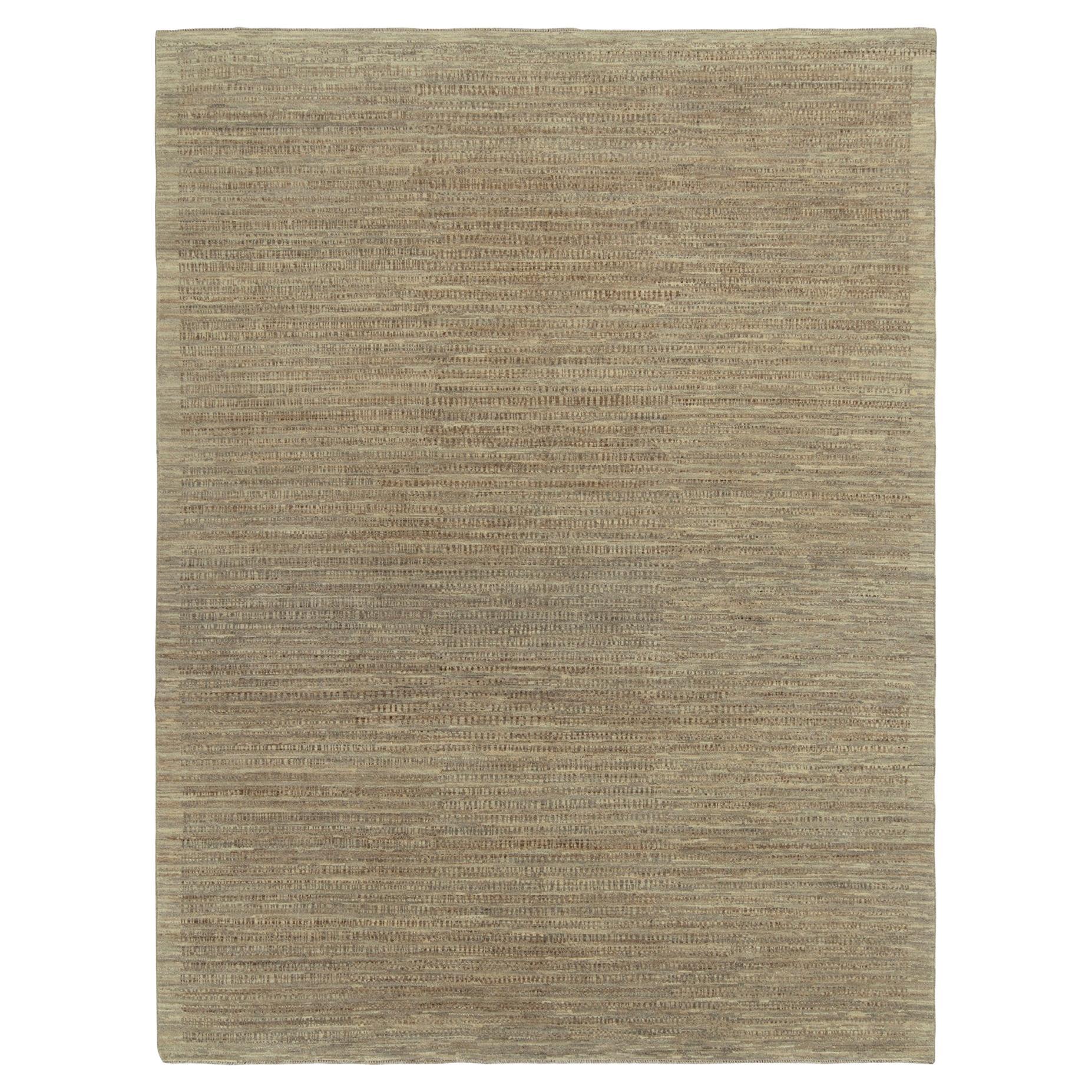 Rug & Kilim’s Contemporary Rug in Beige-Brown Striations For Sale