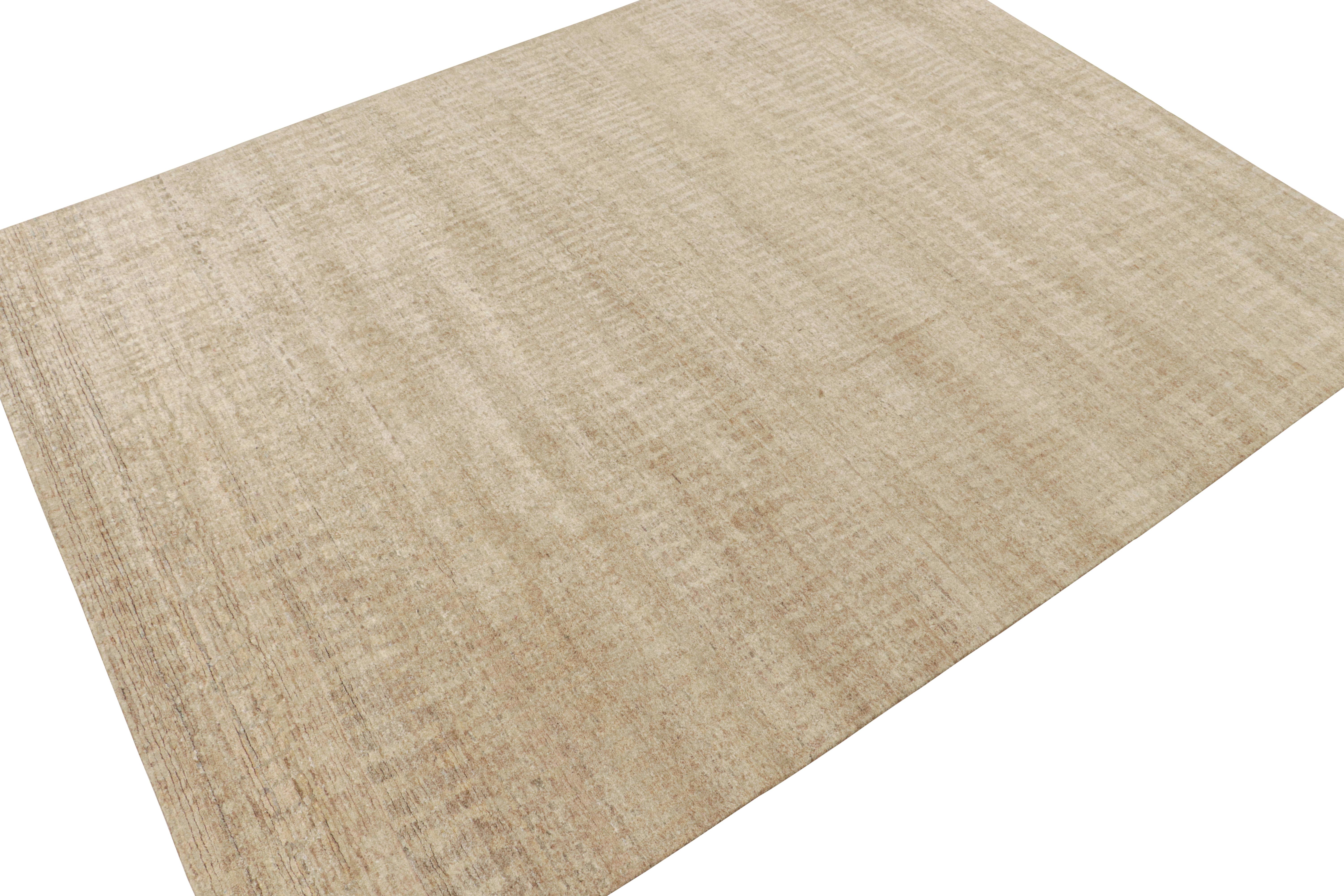 Modern Rug & Kilim’s Contemporary Rug in Beige-Brown Tone-on-tone Striae For Sale