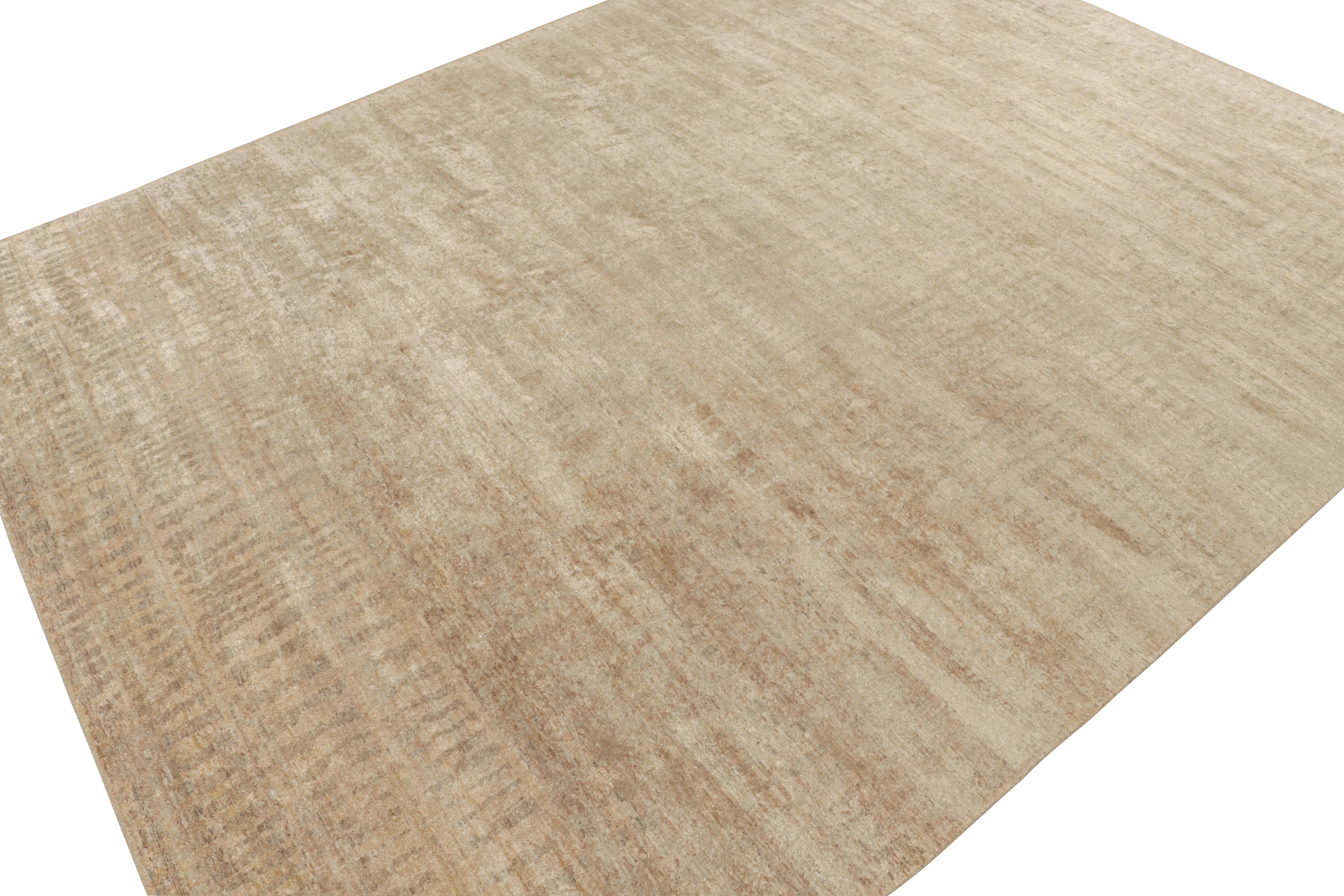 Modern Rug & Kilim’s Contemporary Rug in Beige-Brown Tone-on-Tone Striae For Sale
