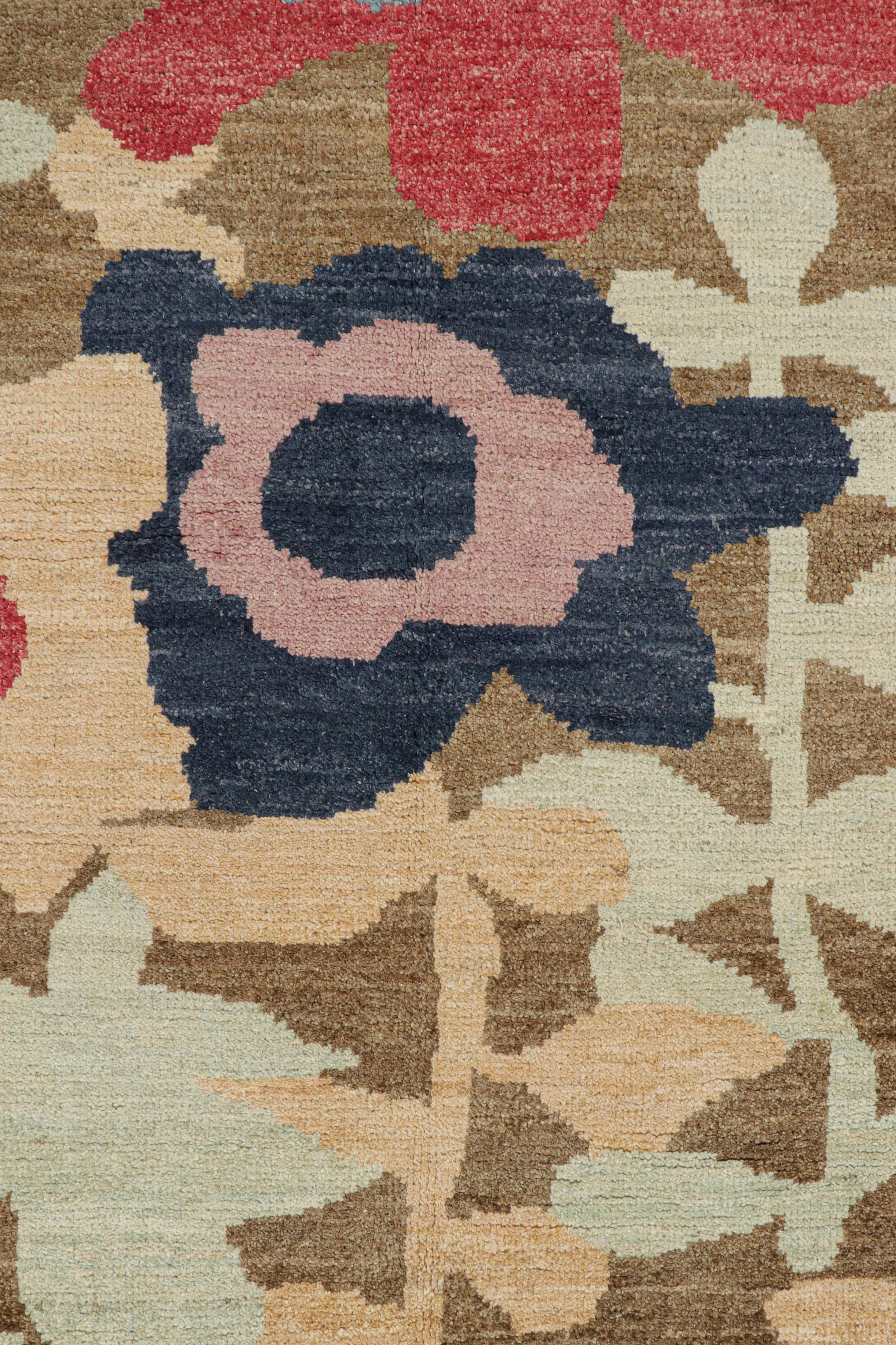 Rug & Kilim’s Contemporary Rug in Beige-Brown with Polychromatic Floral Pattern In New Condition For Sale In Long Island City, NY