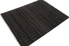 Rug & Kilim’s Contemporary Rug in Black, Blue and Purple Geometric Patterns