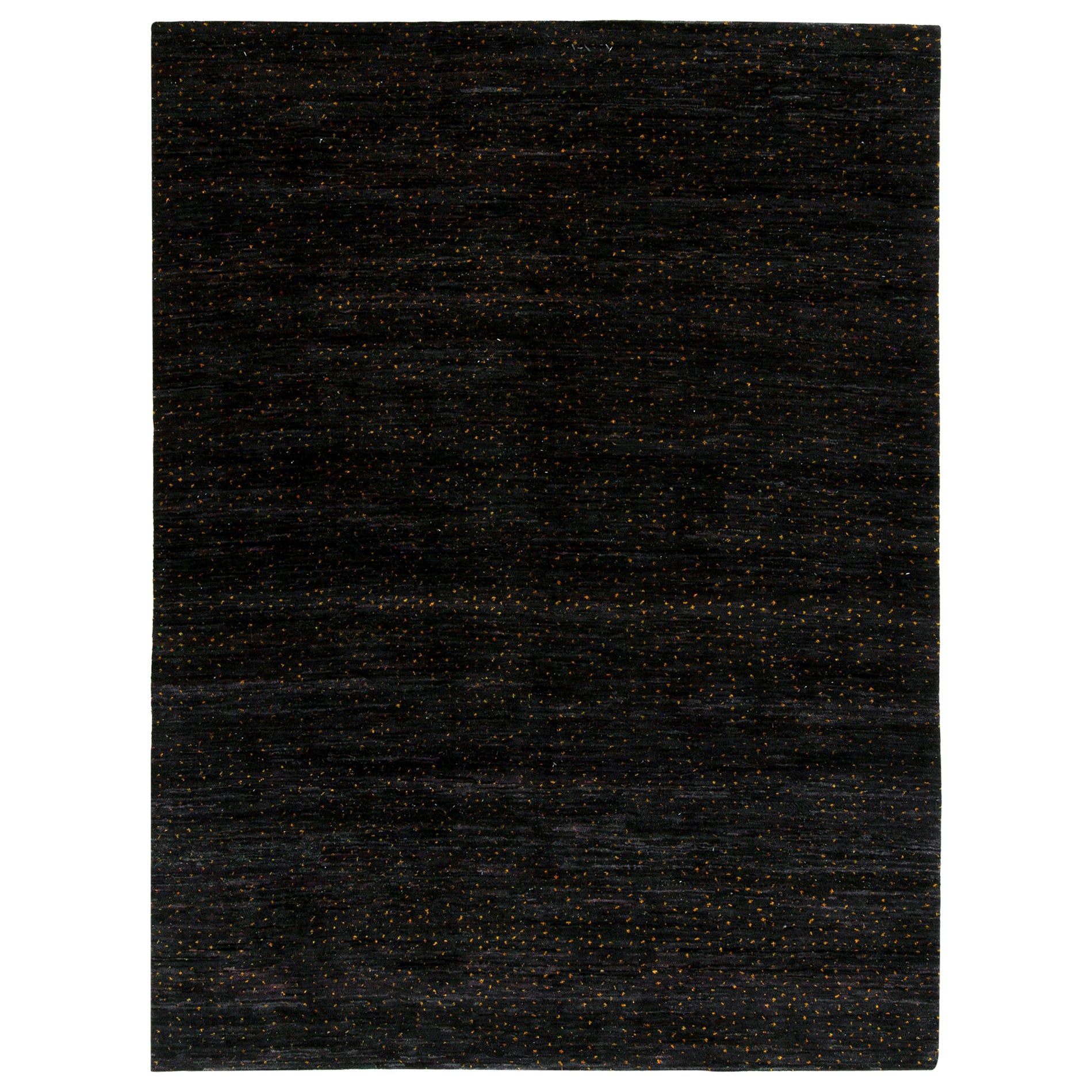 Modern Rug & Kilim’s Contemporary Rug in Black with Gold Dots Pattern For Sale