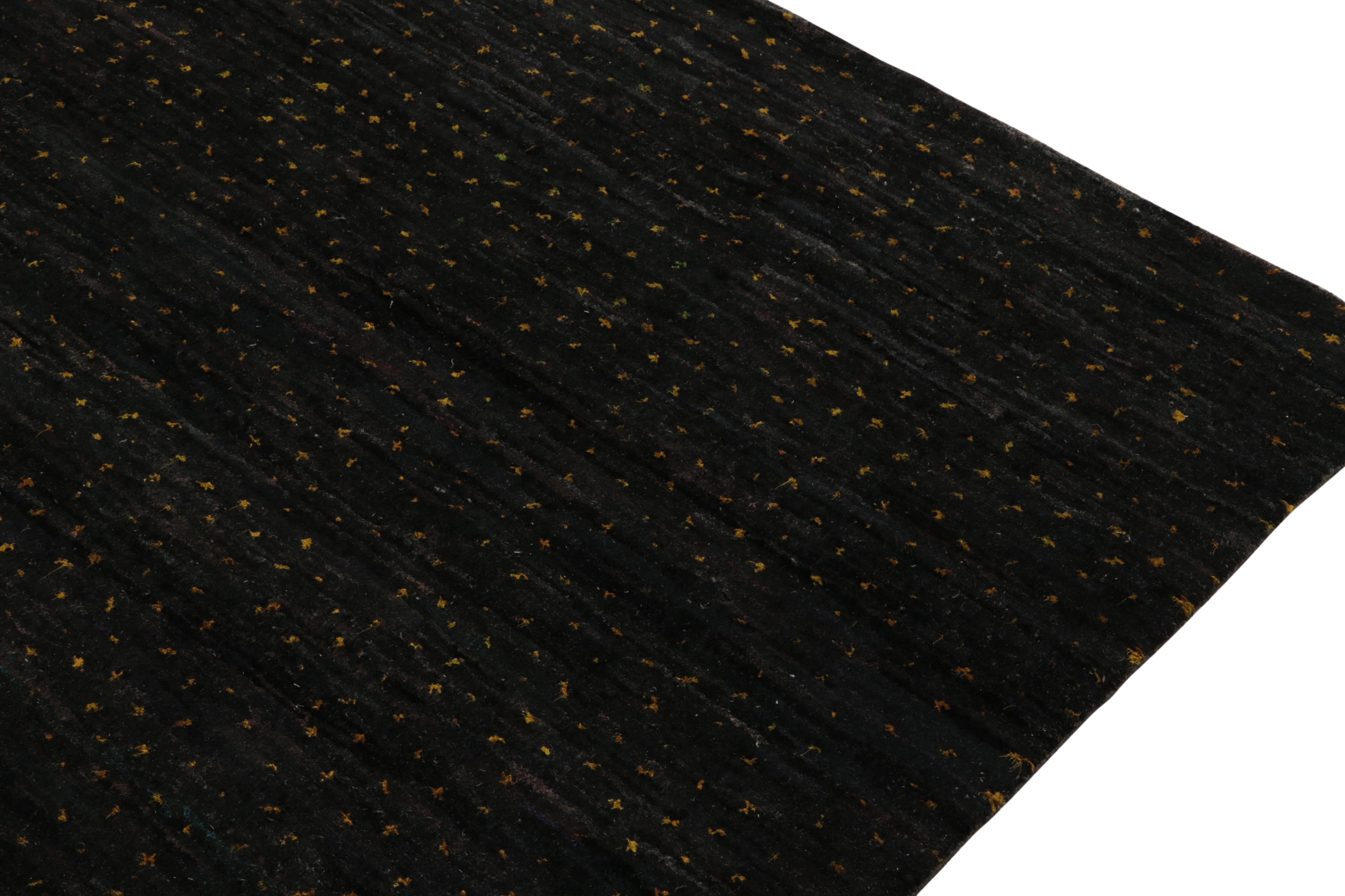 Hand-Knotted Rug & Kilim’s Contemporary Rug in Black with Gold Dots Pattern For Sale