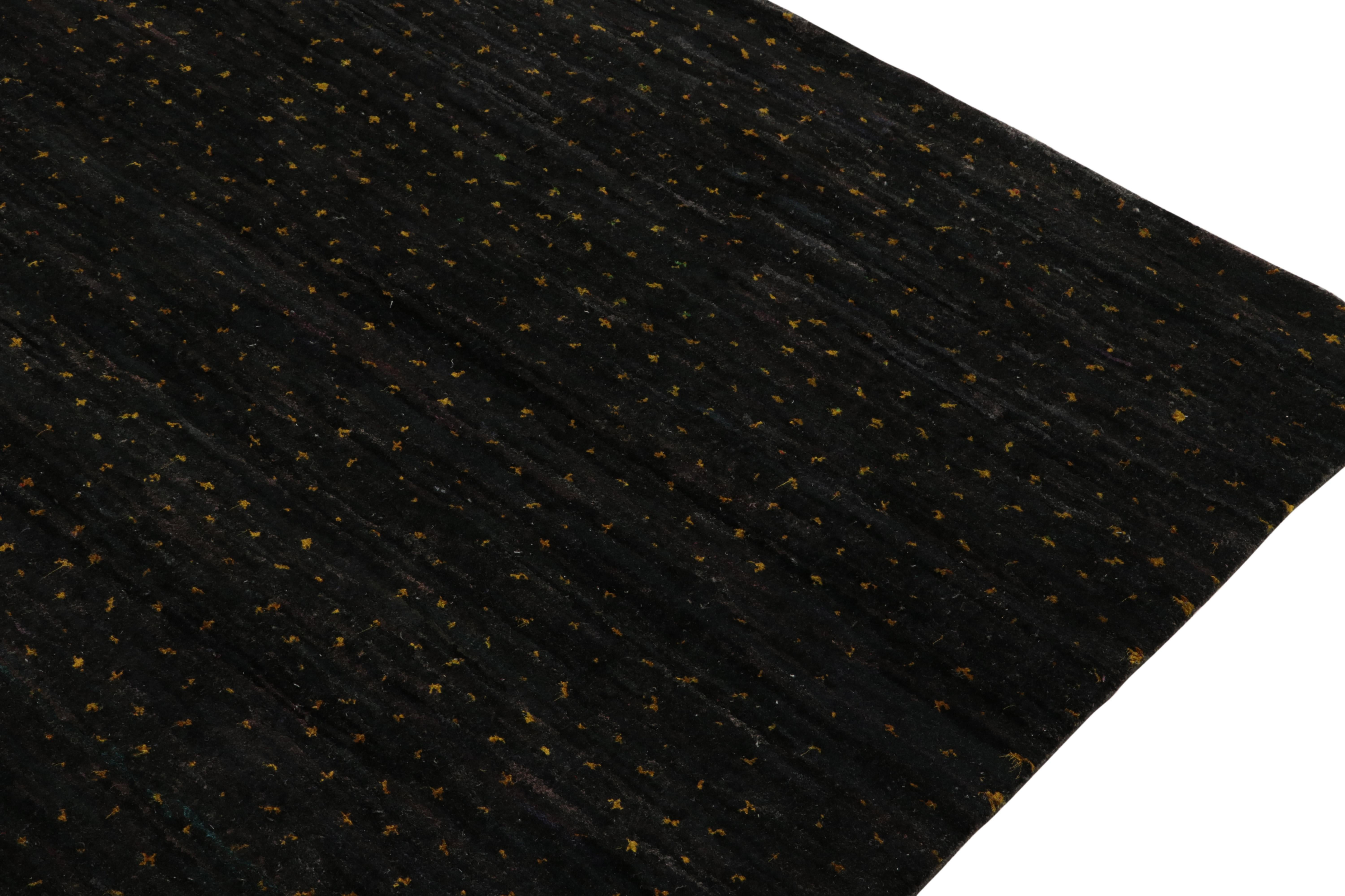 Rug & Kilim’s Contemporary Rug in Black with Gold Dots Pattern In New Condition For Sale In Long Island City, NY