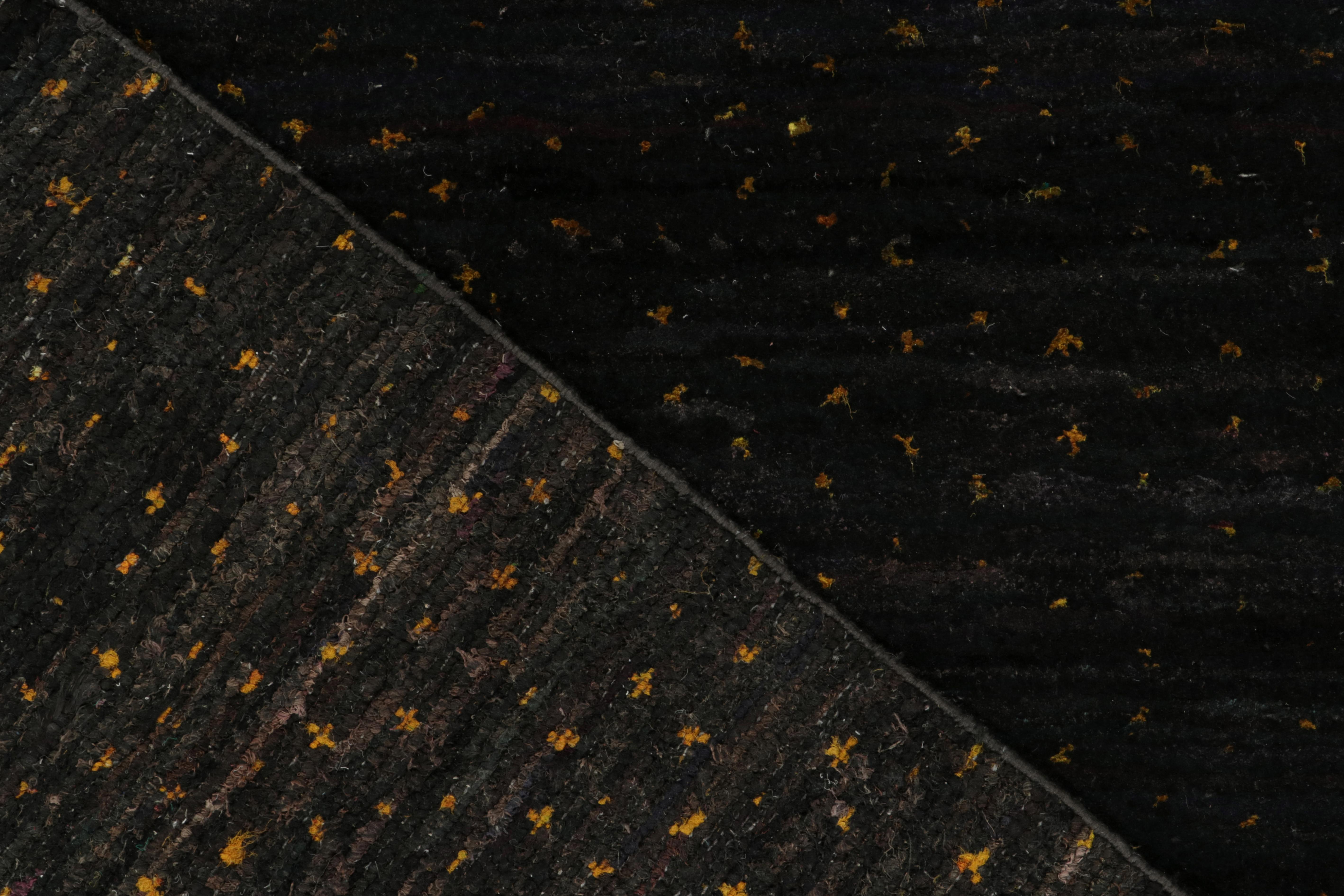 Rug & Kilim’s Contemporary Rug in Black with Gold Dots Pattern In New Condition For Sale In Long Island City, NY