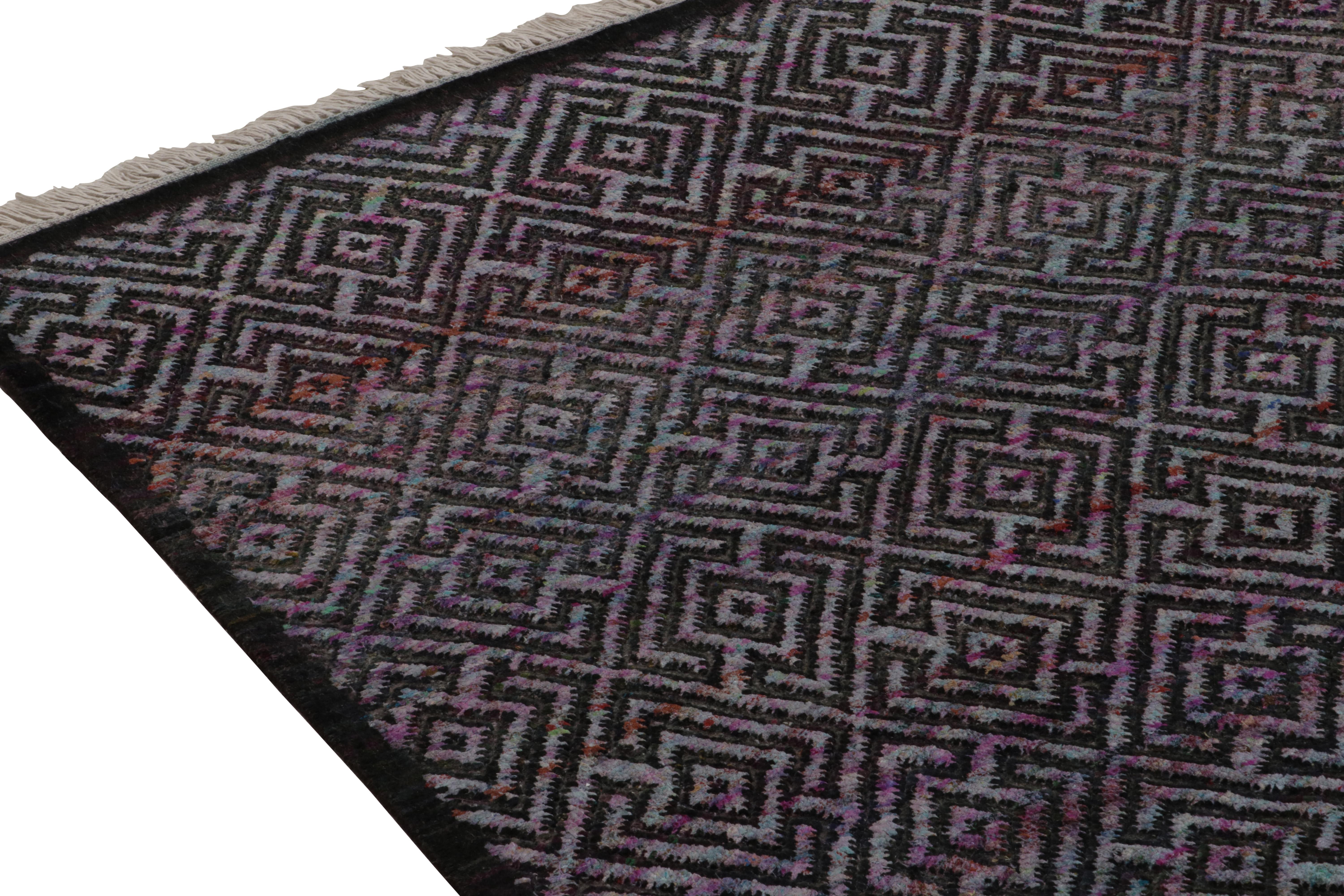 Hand-Knotted Rug & Kilim’s Contemporary rug in Blue and Purple Geometric Patterns For Sale
