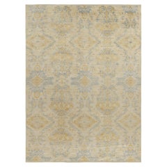 Rug & Kilim’s Contemporary Rug in Blue, Gold & Beige All over Pattern