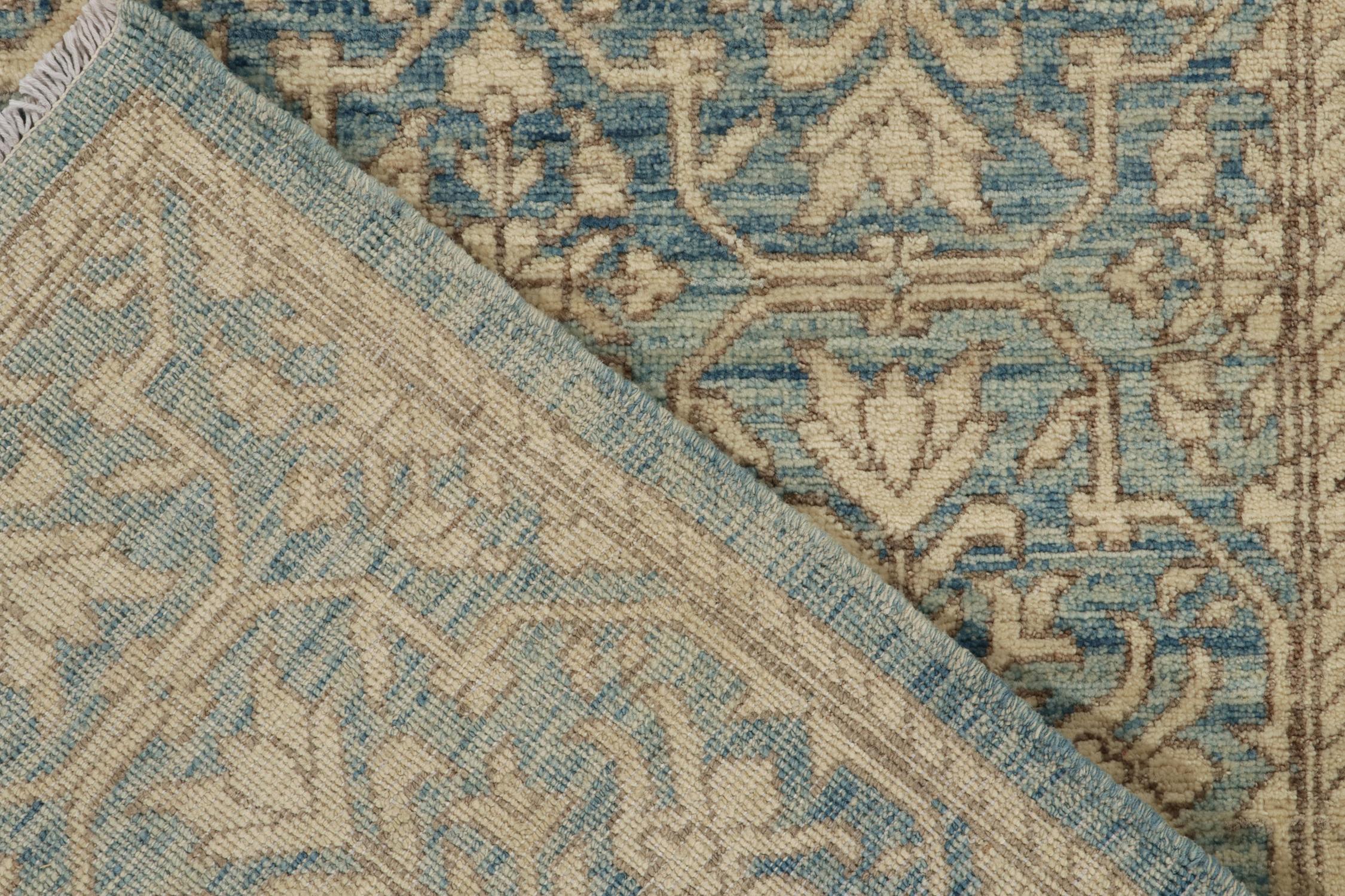 Rug & Kilim’s Contemporary Rug in Blue with Beige-Brown Floral Patterns In New Condition For Sale In Long Island City, NY