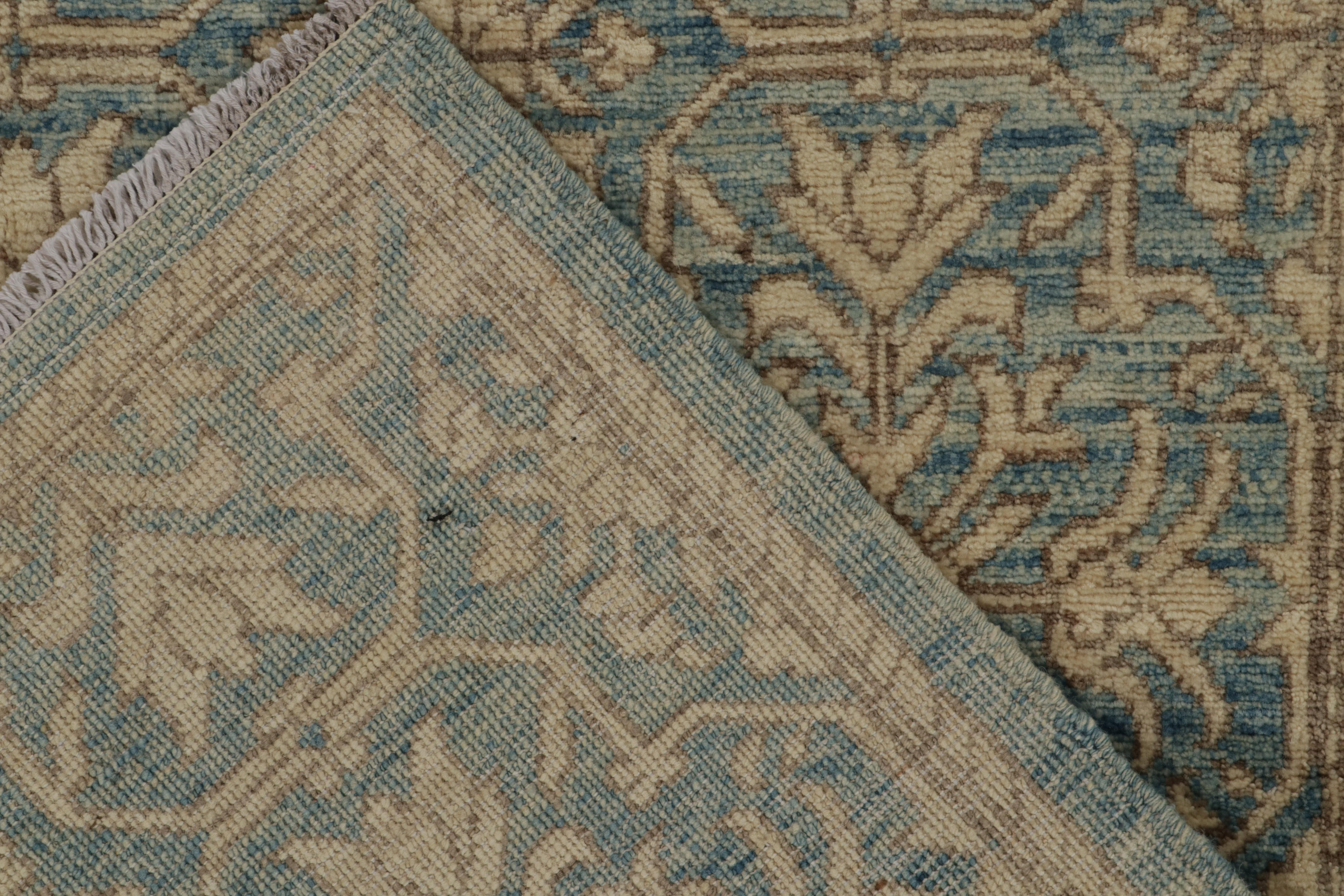 Rug & Kilim’s Contemporary Rug in Blue with Beige-Brown Floral Patterns In New Condition For Sale In Long Island City, NY