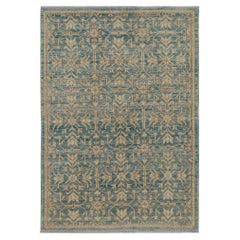 Teppich &amp; Kilims Zeitgenössischer Teppich in Blau mit beige-braunen Blumenmustern