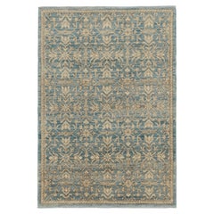Teppich & Kilims Zeitgenössischer Teppich in Blau mit beige-braunen Blumenmustern