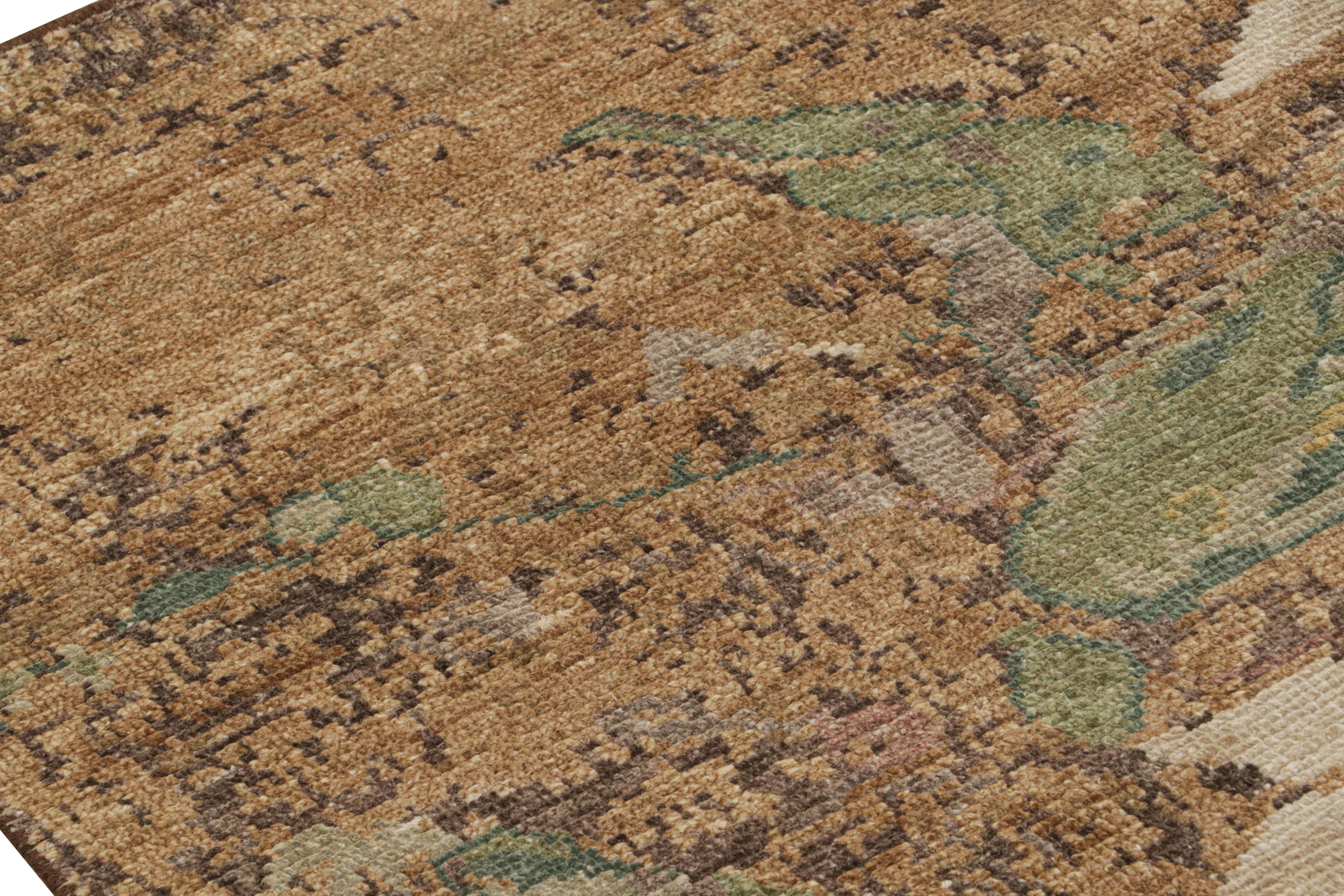 Rug & Kilim's Zeitgenössischer Teppich in Braun mit Blumenmustern (Handgeknüpft) im Angebot