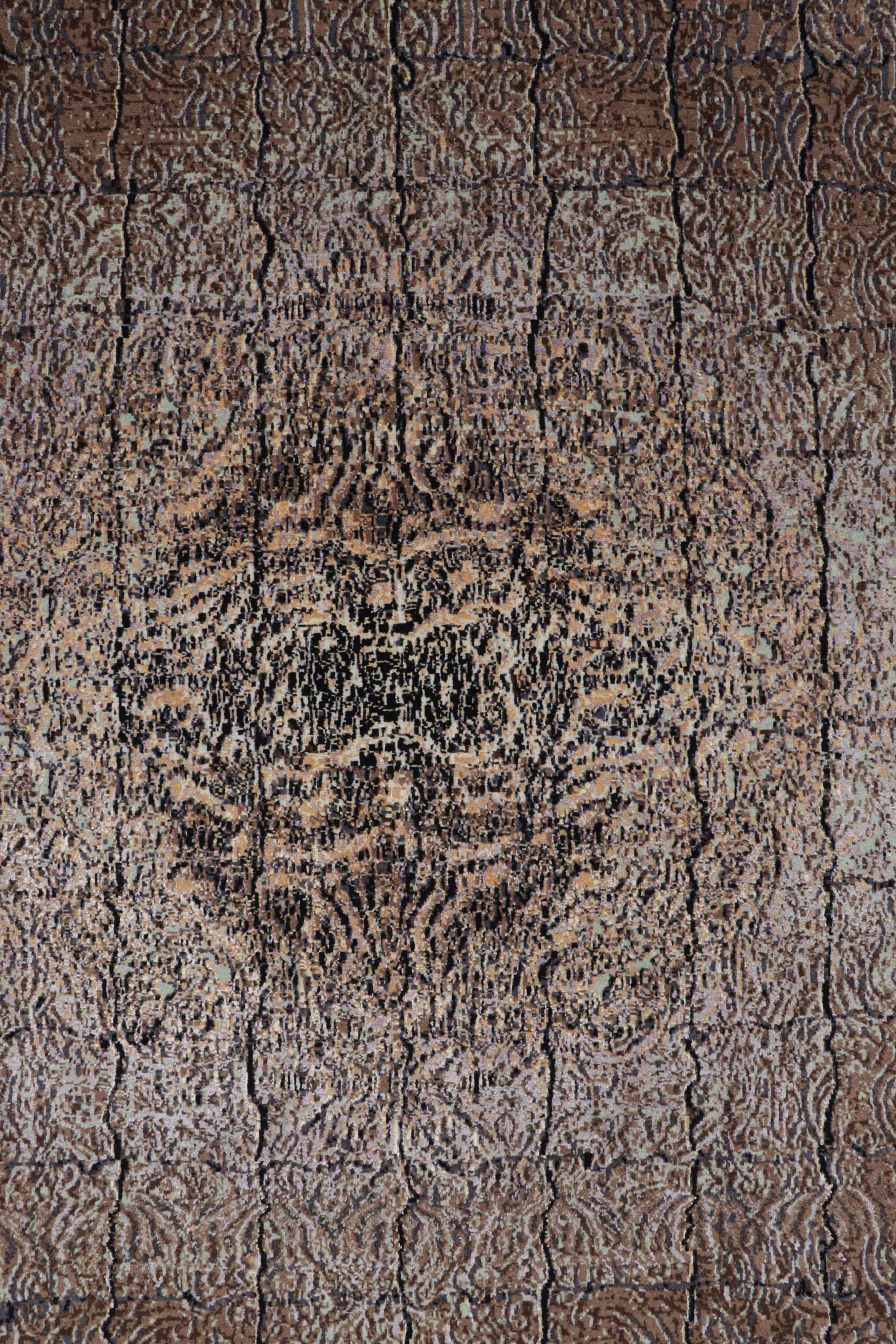 Moderno Tappeto contemporaneo Rug & Kilim in marrone con motivi geometrici 