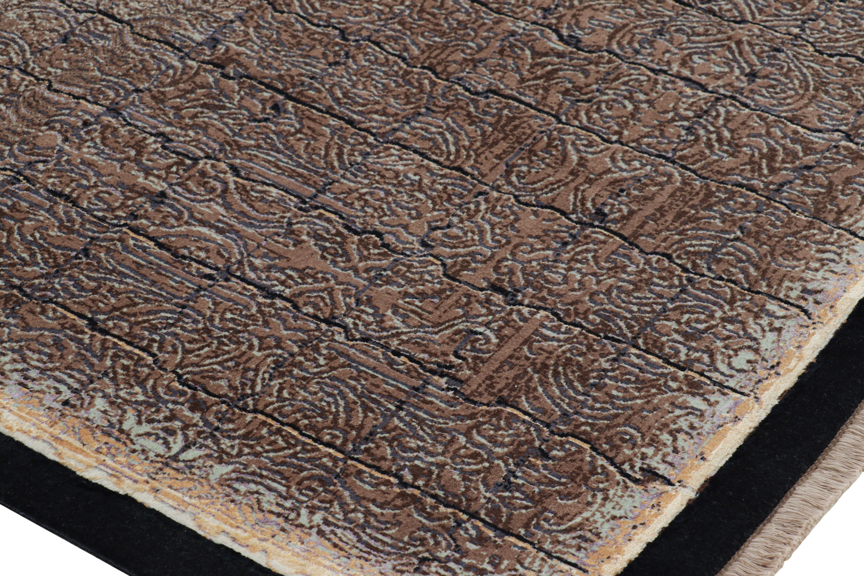 Tappeto contemporaneo Rug & Kilim in marrone con motivi geometrici 