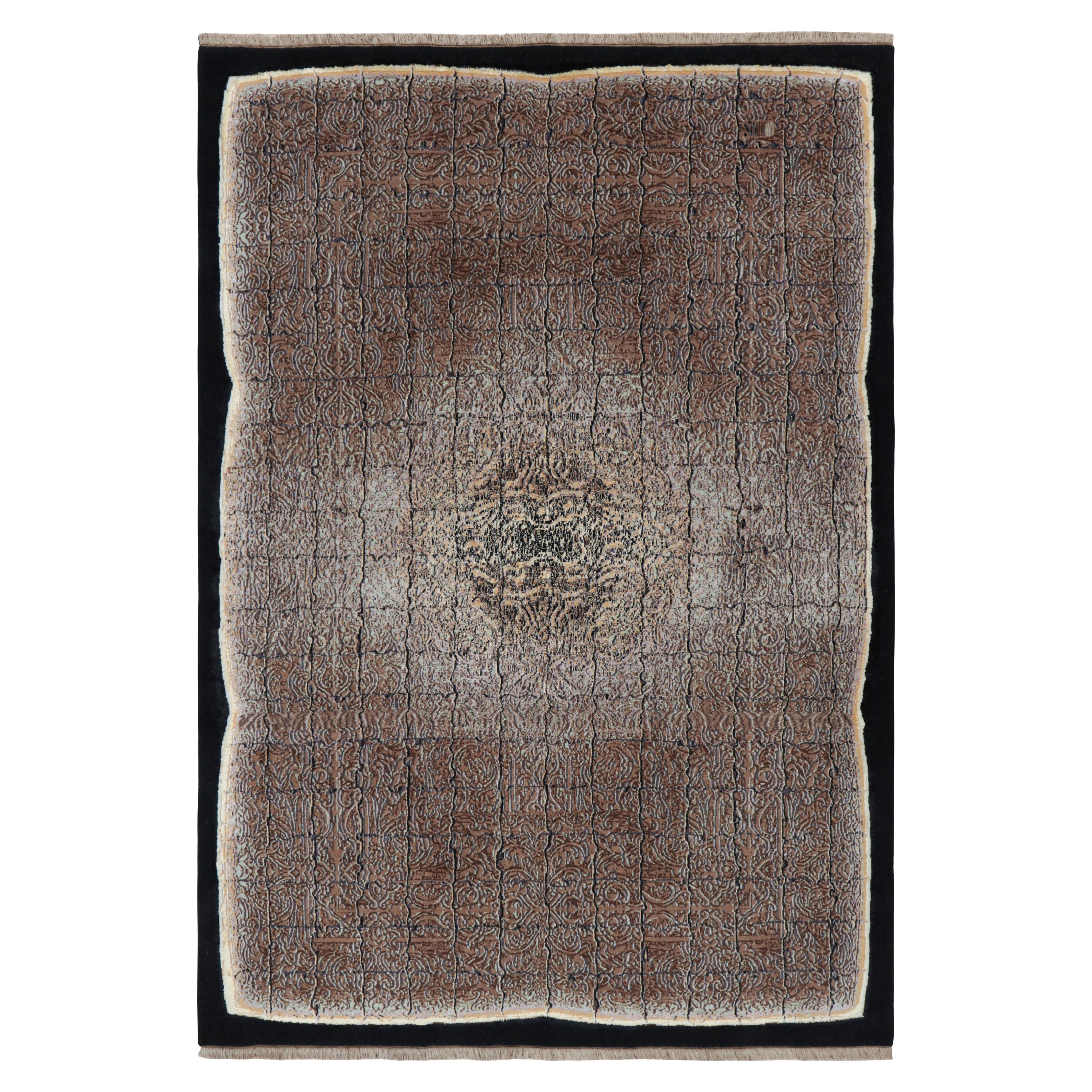 Tappeto contemporaneo Rug 
Kilim in marrone con motivi geometrici "Imperial Edict".