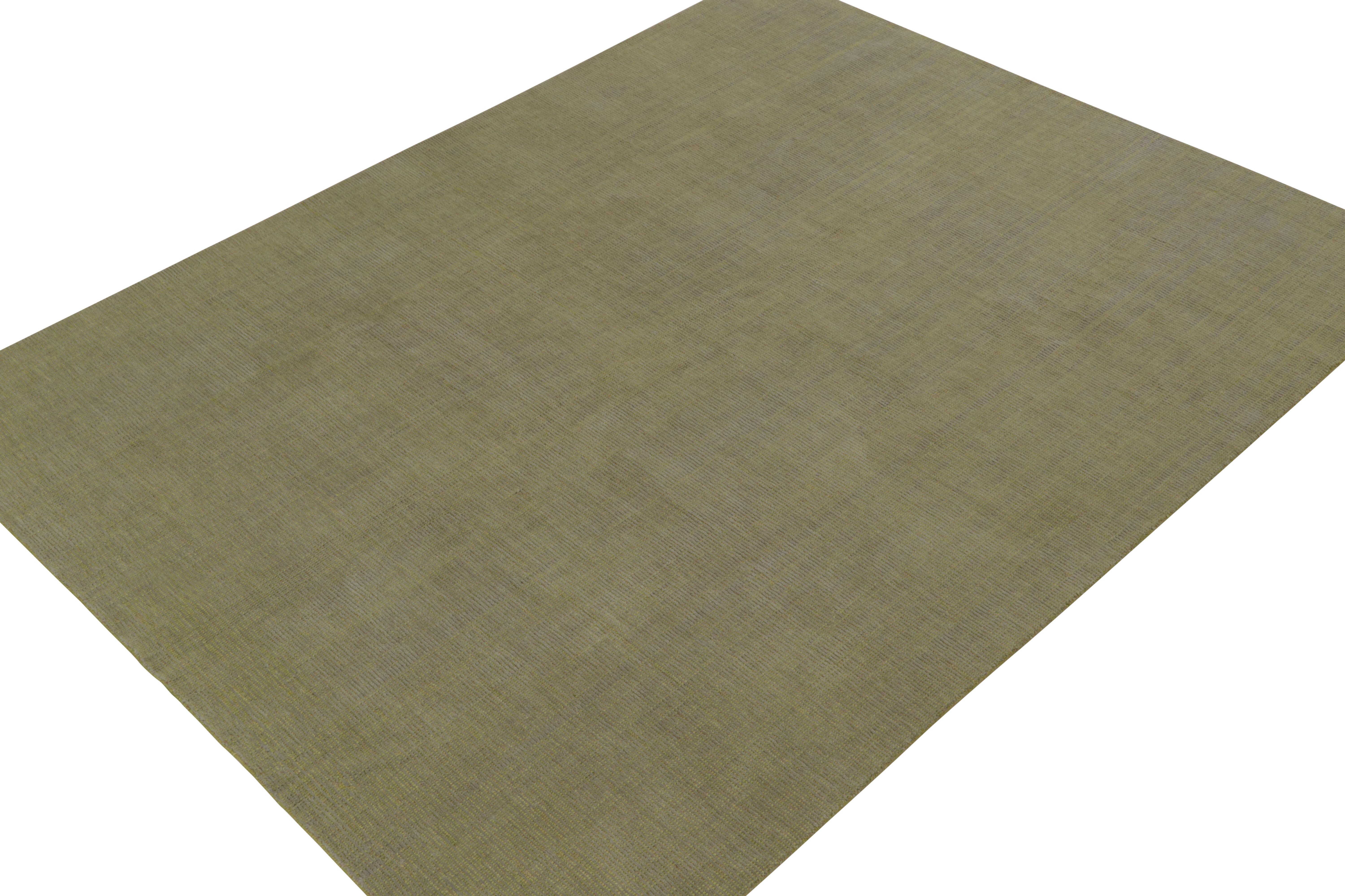 This 8x10 rug is the next addition to Rug & Kilim’s modern rug designs. Handmade in wool. 

Further on the Design: 

This piece draws on a meticulous technique which alternates lines of pile and loop to create a subtle pattern. Keen eyes will admire