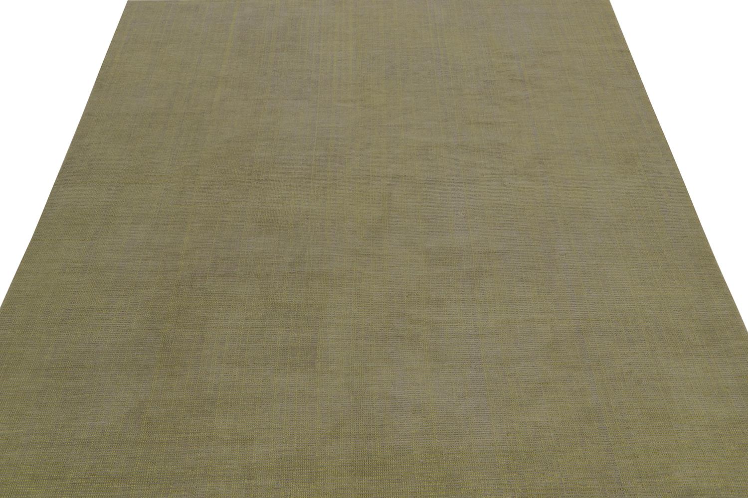 Modern Rug & Kilim’s Contemporary Rug in Chartreuse Green with Subtle Stripes For Sale