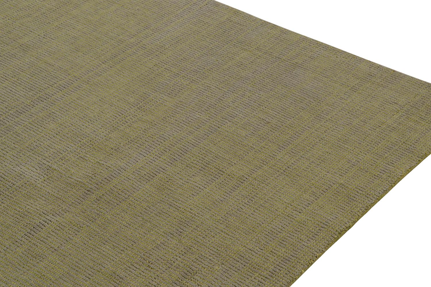 Hand-Knotted Rug & Kilim’s Contemporary Rug in Chartreuse Green with Subtle Stripes For Sale