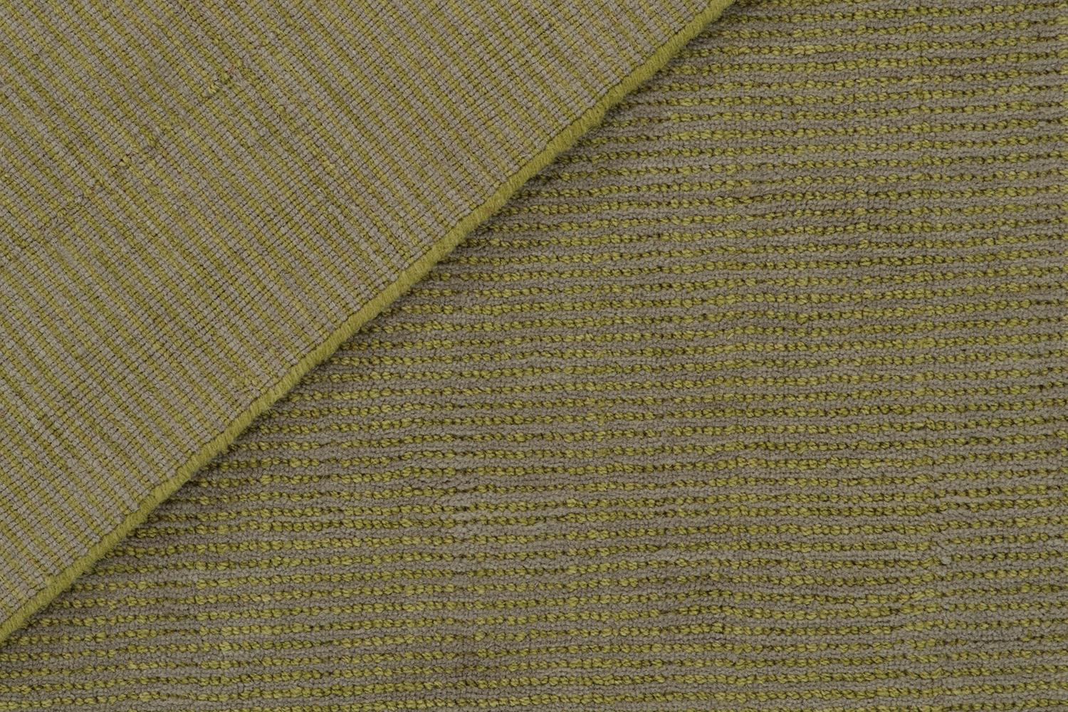Wool Rug & Kilim’s Contemporary Rug in Chartreuse Green with Subtle Stripes For Sale