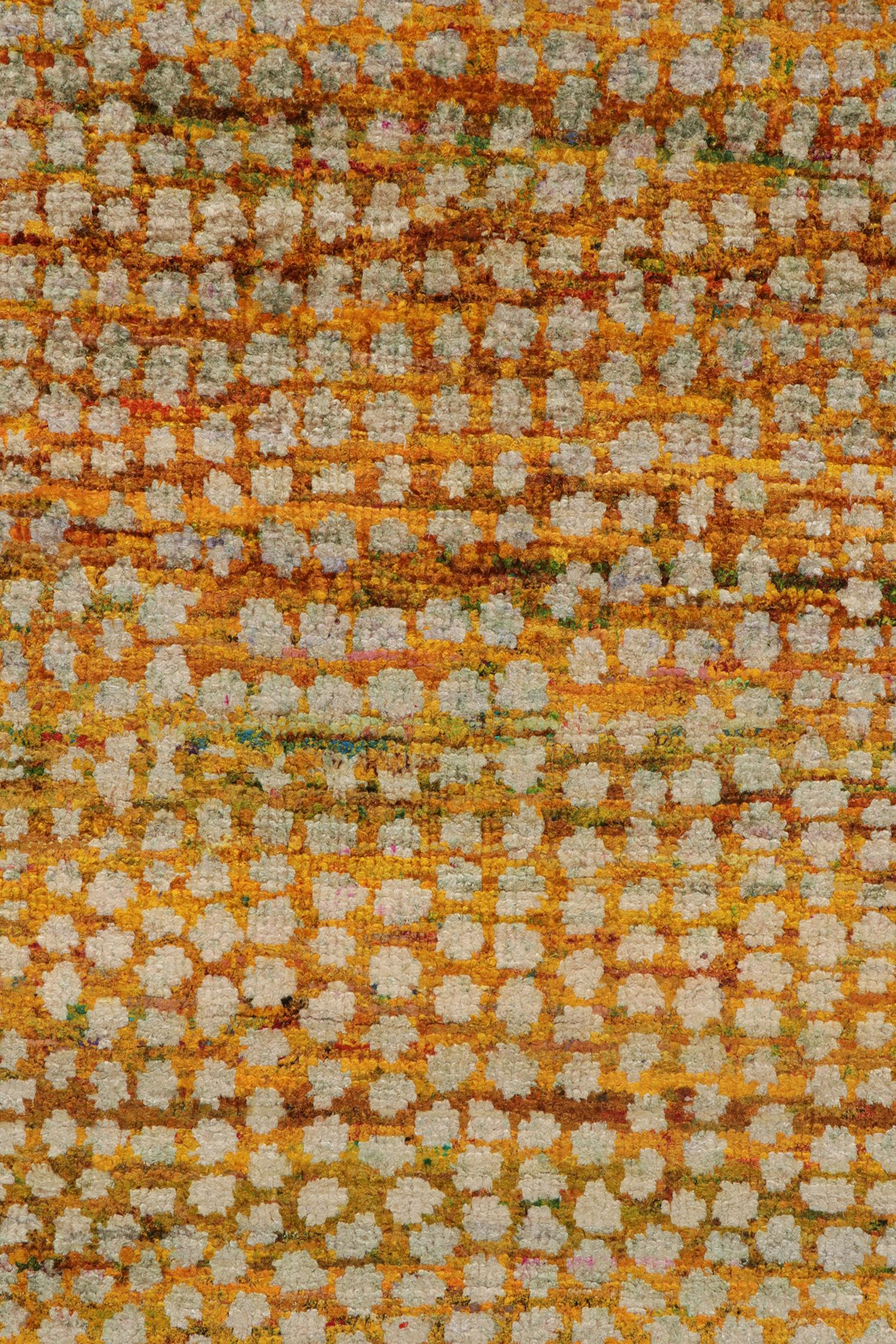 Rug & Kilim’s Contemporary Rug in Golden-Yellow with White Dots Pattern In New Condition For Sale In Long Island City, NY
