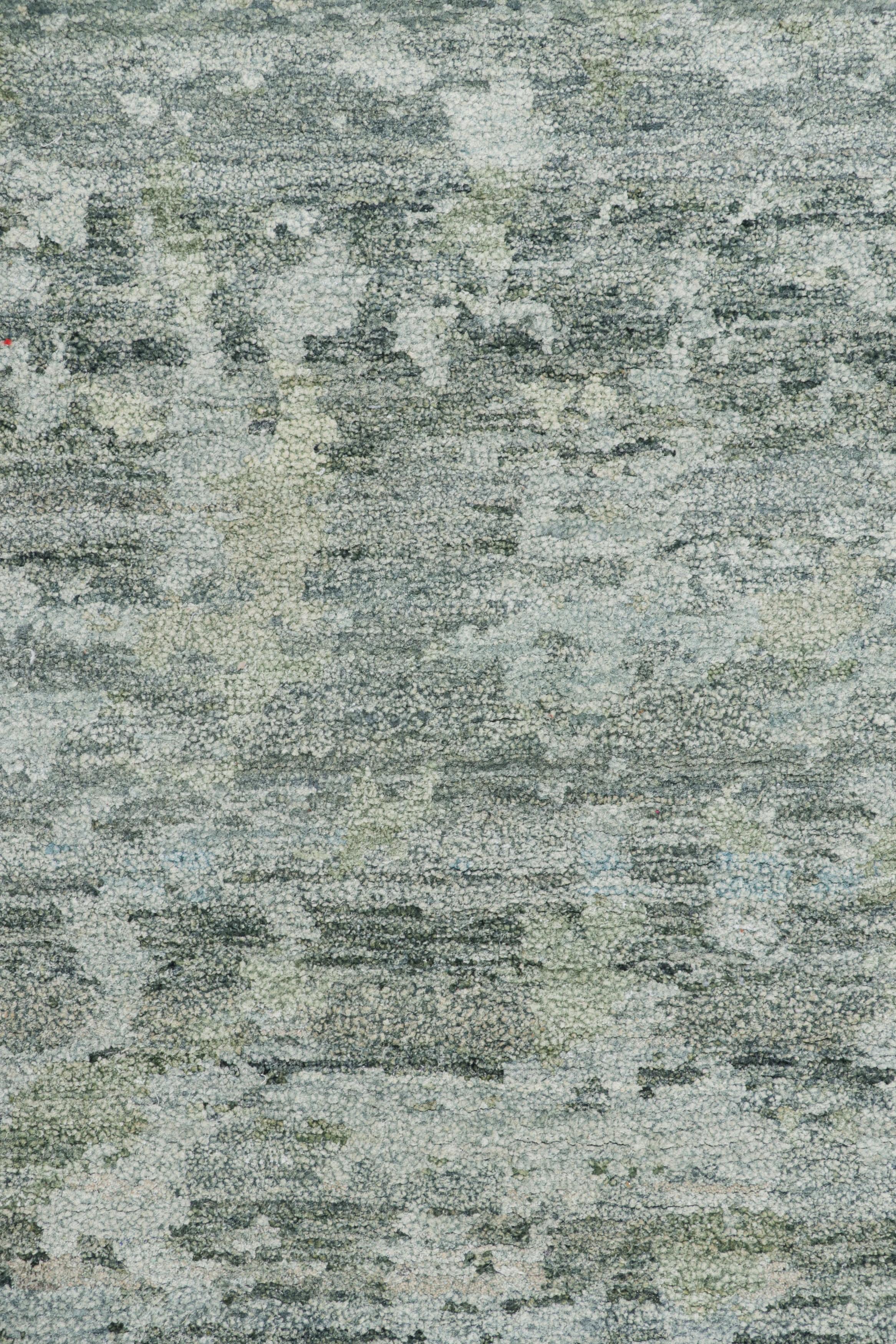 Moderno Rug & Kilim’s Contemporary Rug in Gray and Blue with Abstract Patterns in vendita