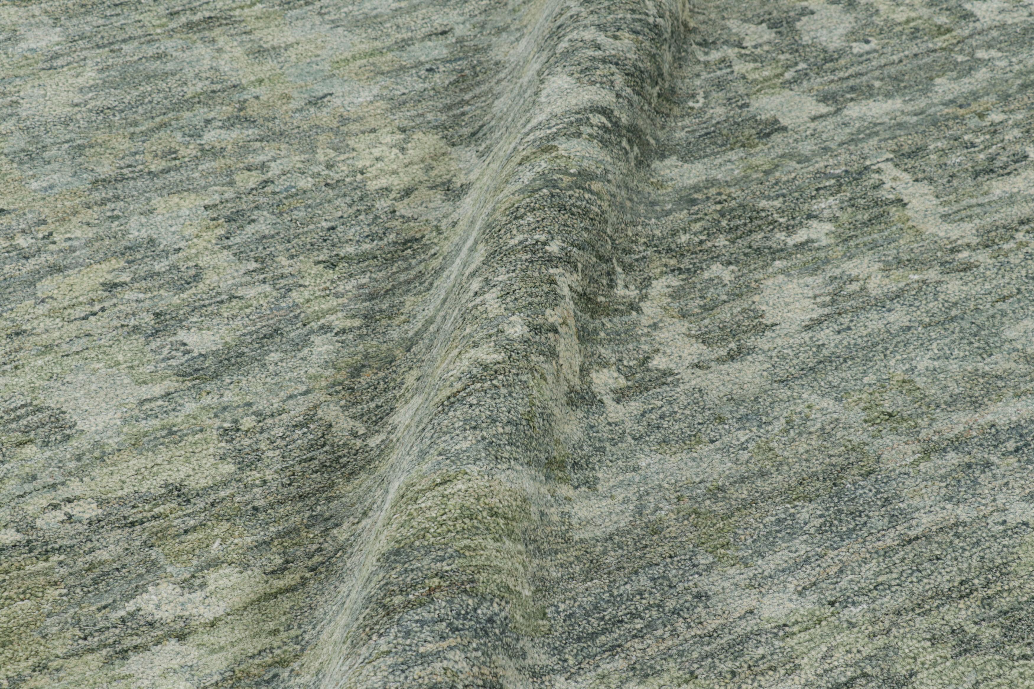 XXI secolo e contemporaneo Rug & Kilim’s Contemporary Rug in Gray and Blue with Abstract Patterns in vendita