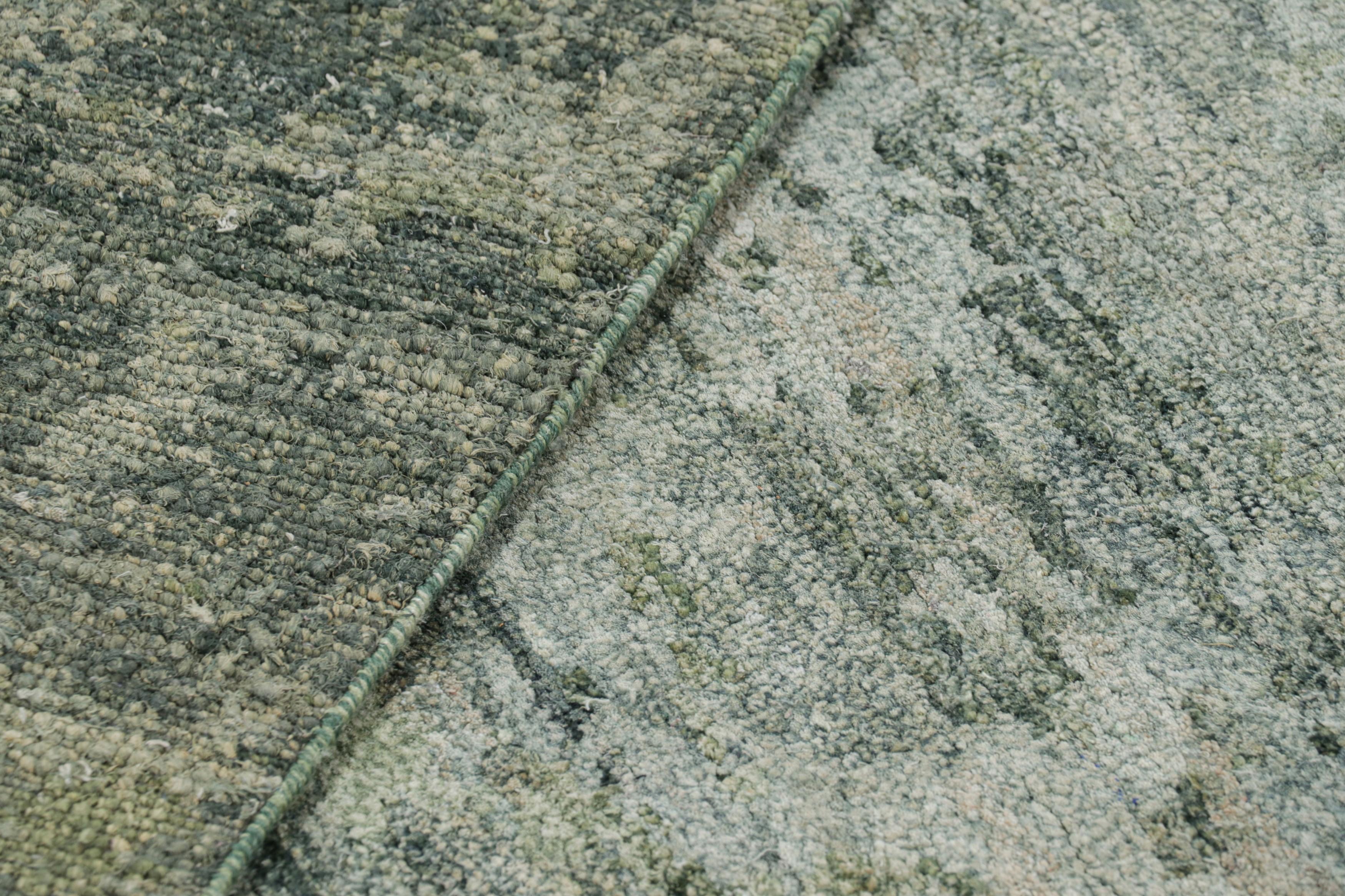 Seta Rug & Kilim’s Contemporary Rug in Gray and Blue with Abstract Patterns in vendita