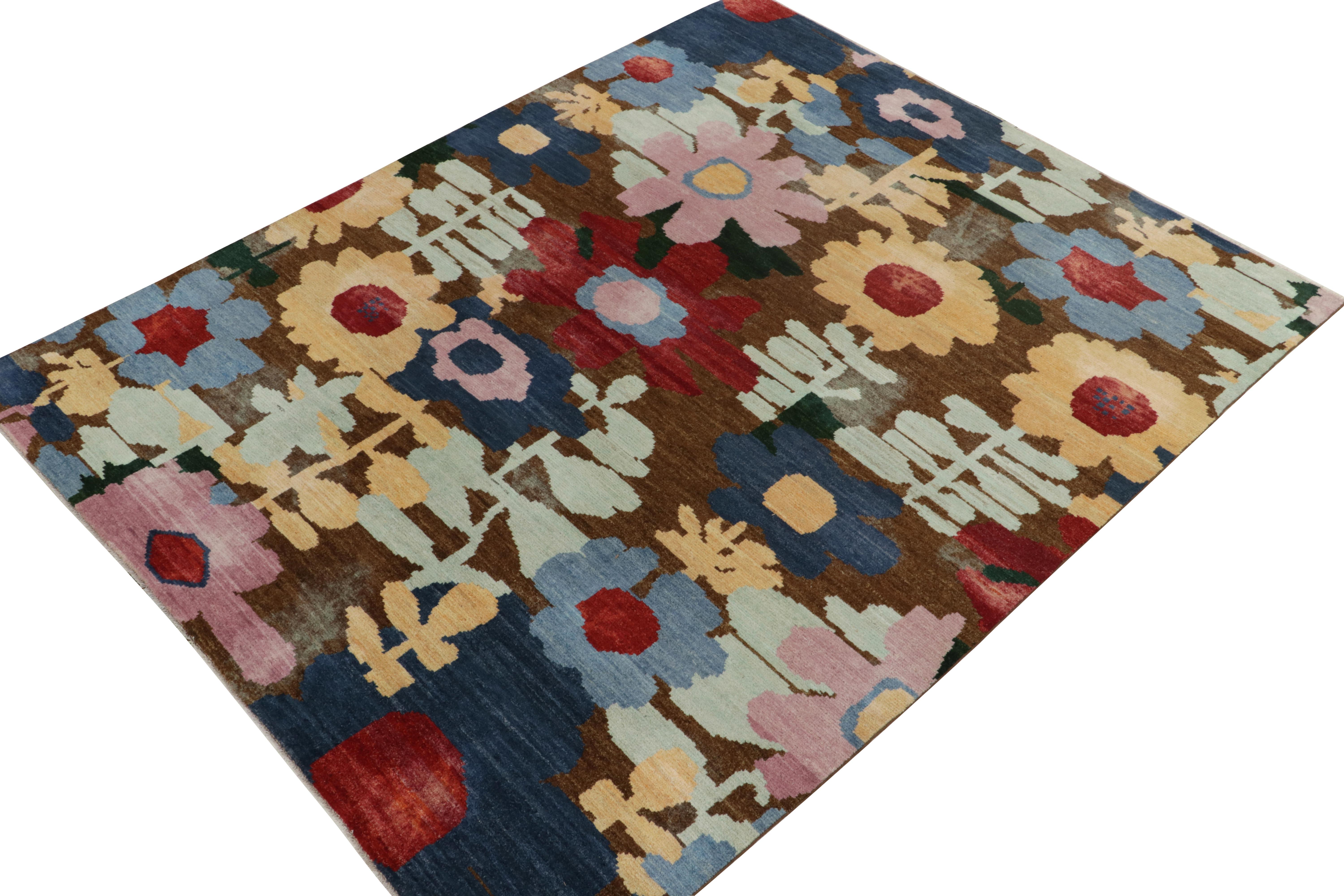 Hand-knotted in wool, an 8x10 rug from the latest unveilings of Rug & Kilim’s New & Modern Collection. 

On the Design: This refreshing piece enjoys multicolor florals for a playful take on botanical designs. The beautiful play of rich brown with