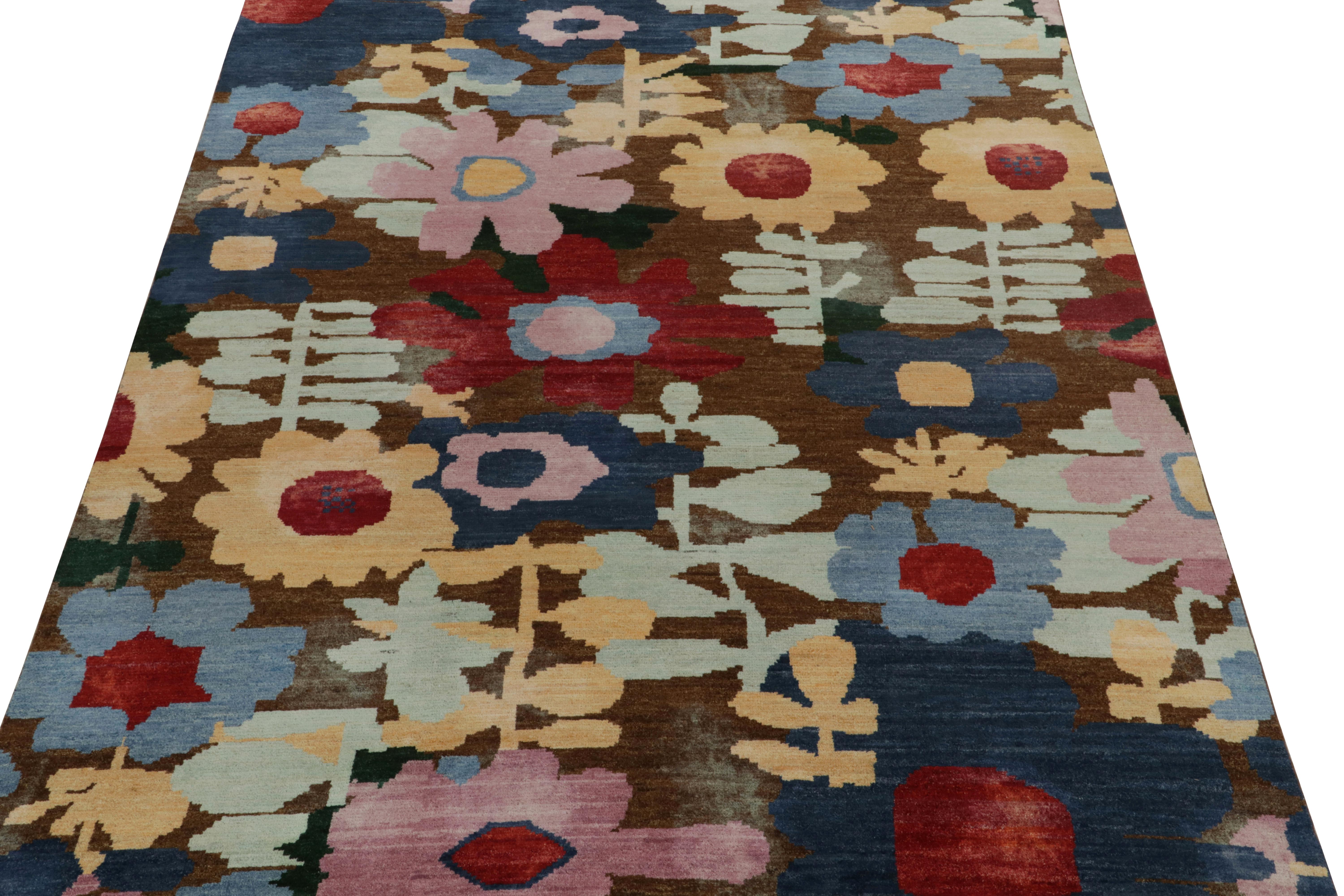 Modern Rug & Kilim’s Contemporary Rug in Multicolor Floral Pattern For Sale