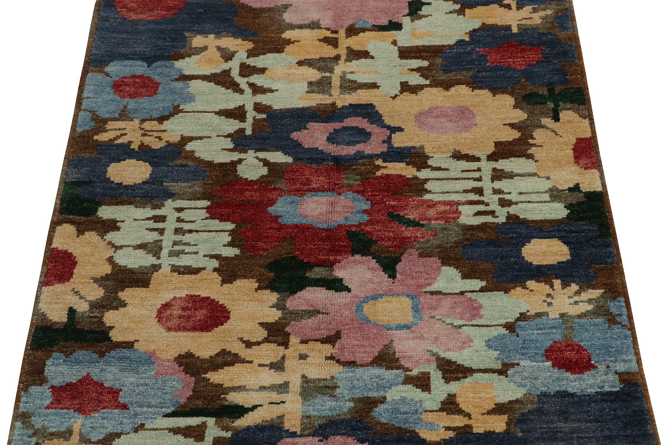 Modern Rug & Kilim’s Contemporary rug in Multicolor Floral pattern For Sale