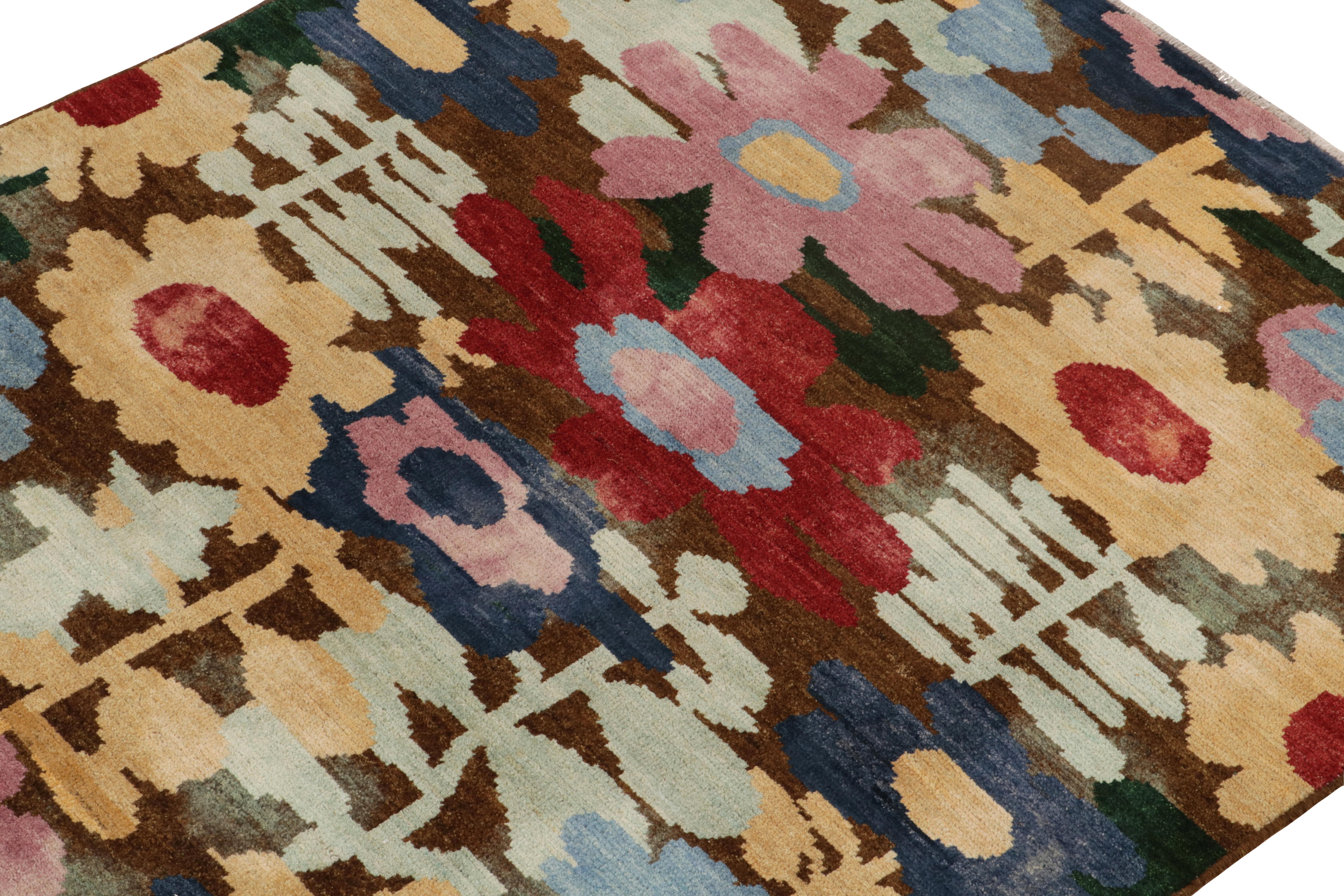 Afghan Rug & Kilim’s Contemporary Rug in Multicolor Floral Pattern For Sale
