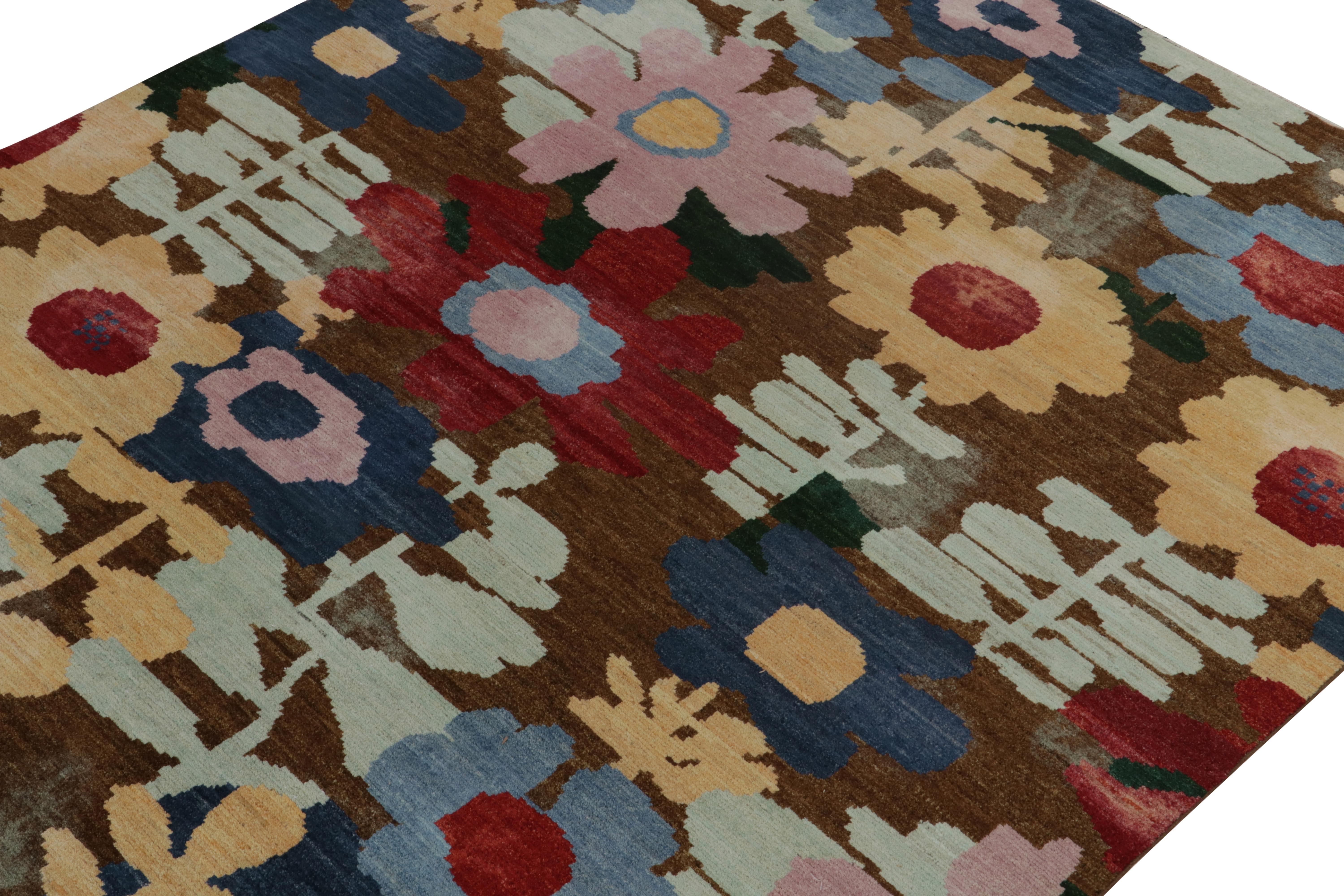 Afghan Rug & Kilim’s Contemporary Rug in Multicolor Floral Pattern For Sale
