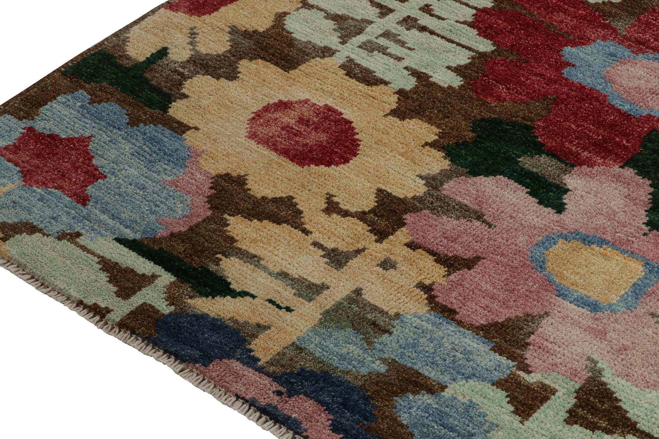 Hand-Knotted Rug & Kilim’s Contemporary rug in Multicolor Floral pattern For Sale