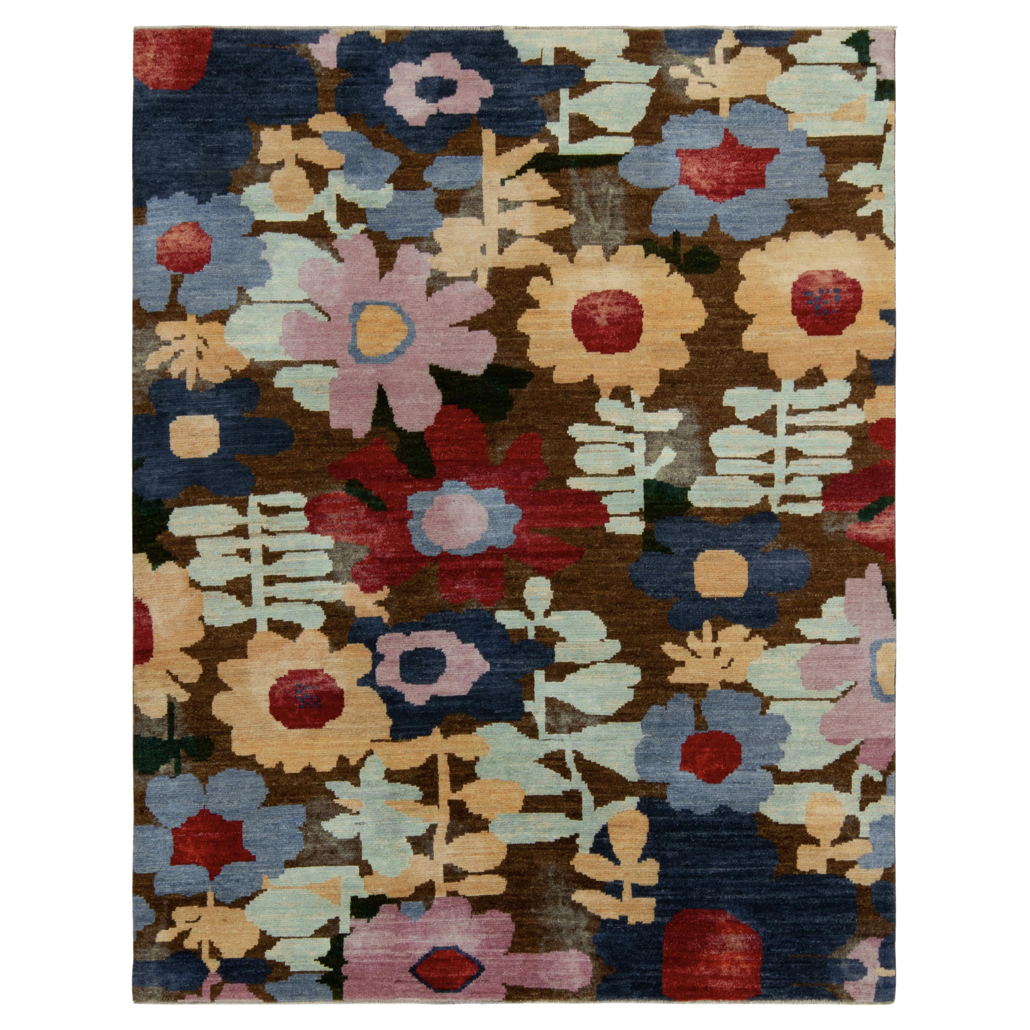 Rug & Kilim’s Contemporary Rug in Multicolor Floral Pattern For Sale