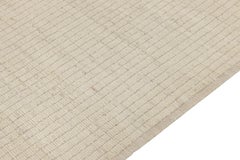 Zeitgenössischer Teppich & Kelim-Teppich in Weiß, Beige mit geometrischem Hoch-Low-Muster