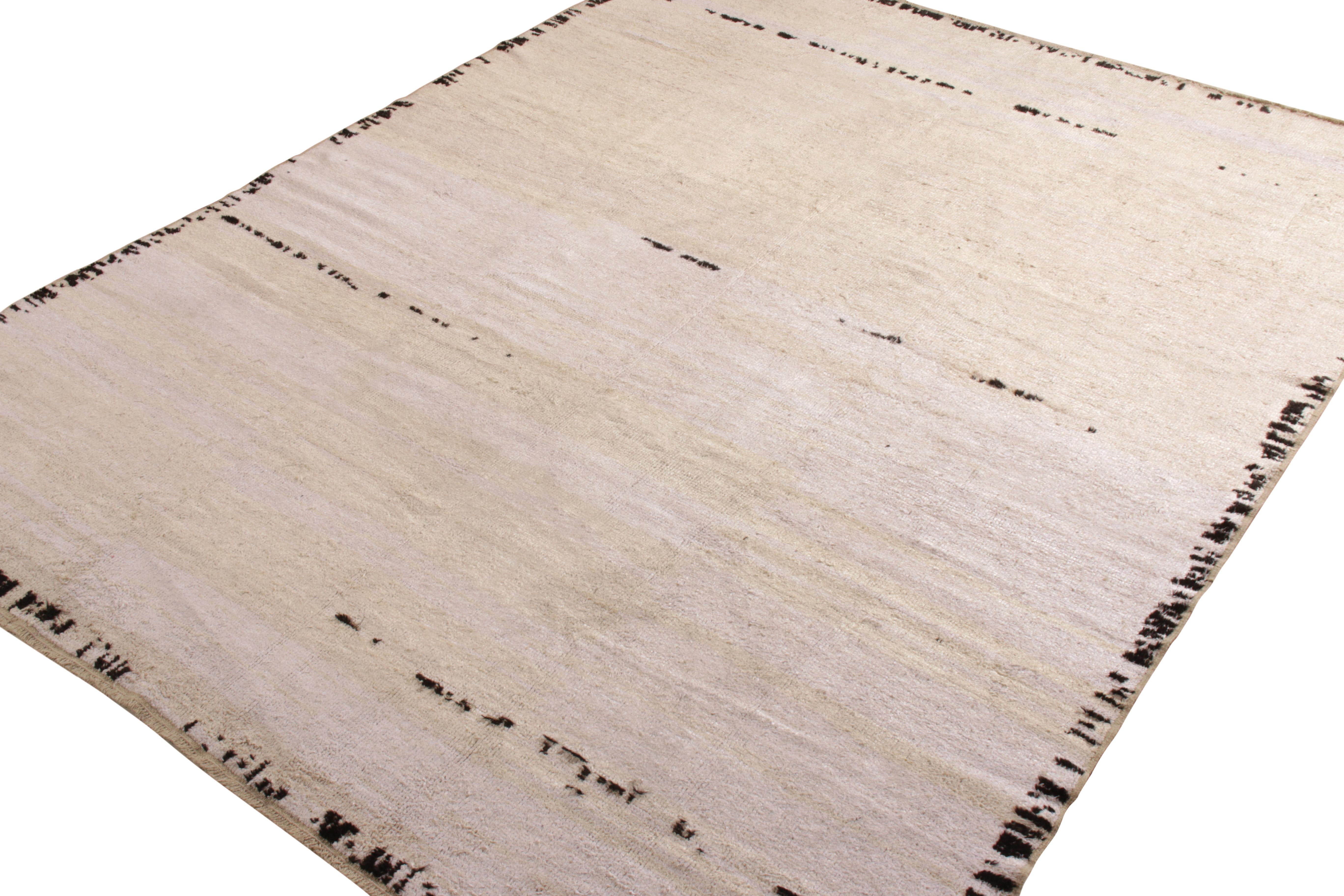 Modern Rug & Kilim’s Contemporary Rug in Off White, Black Solid Stripe Patterns For Sale